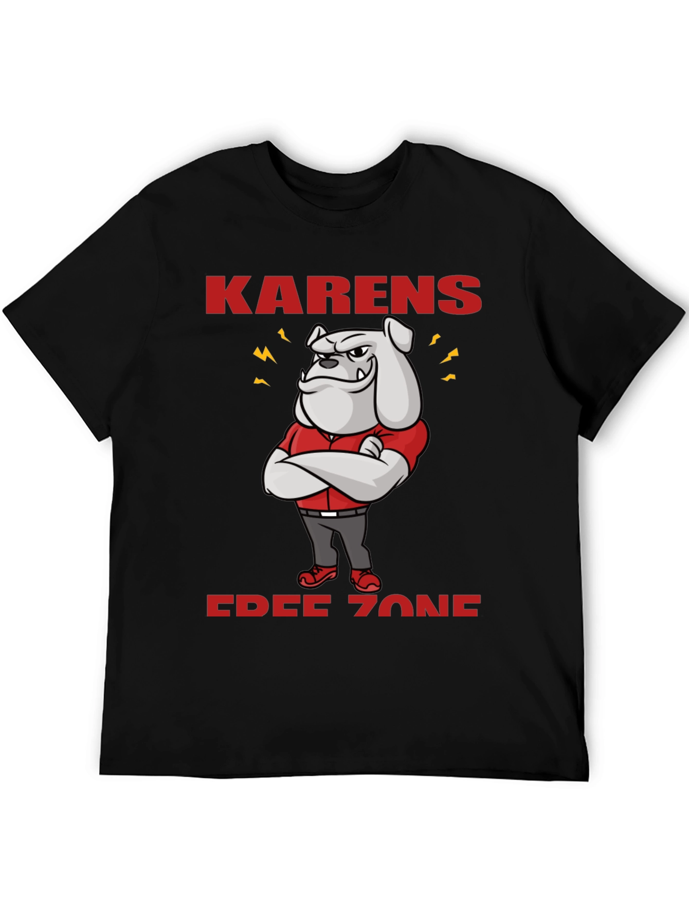 Black Karens Free Zone Bulldog T-Shirt view 5