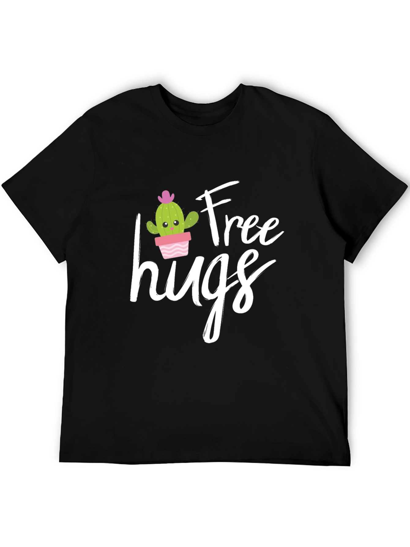 Black Free Hugs Graphic Tee - Cactus T-Shirt view 5