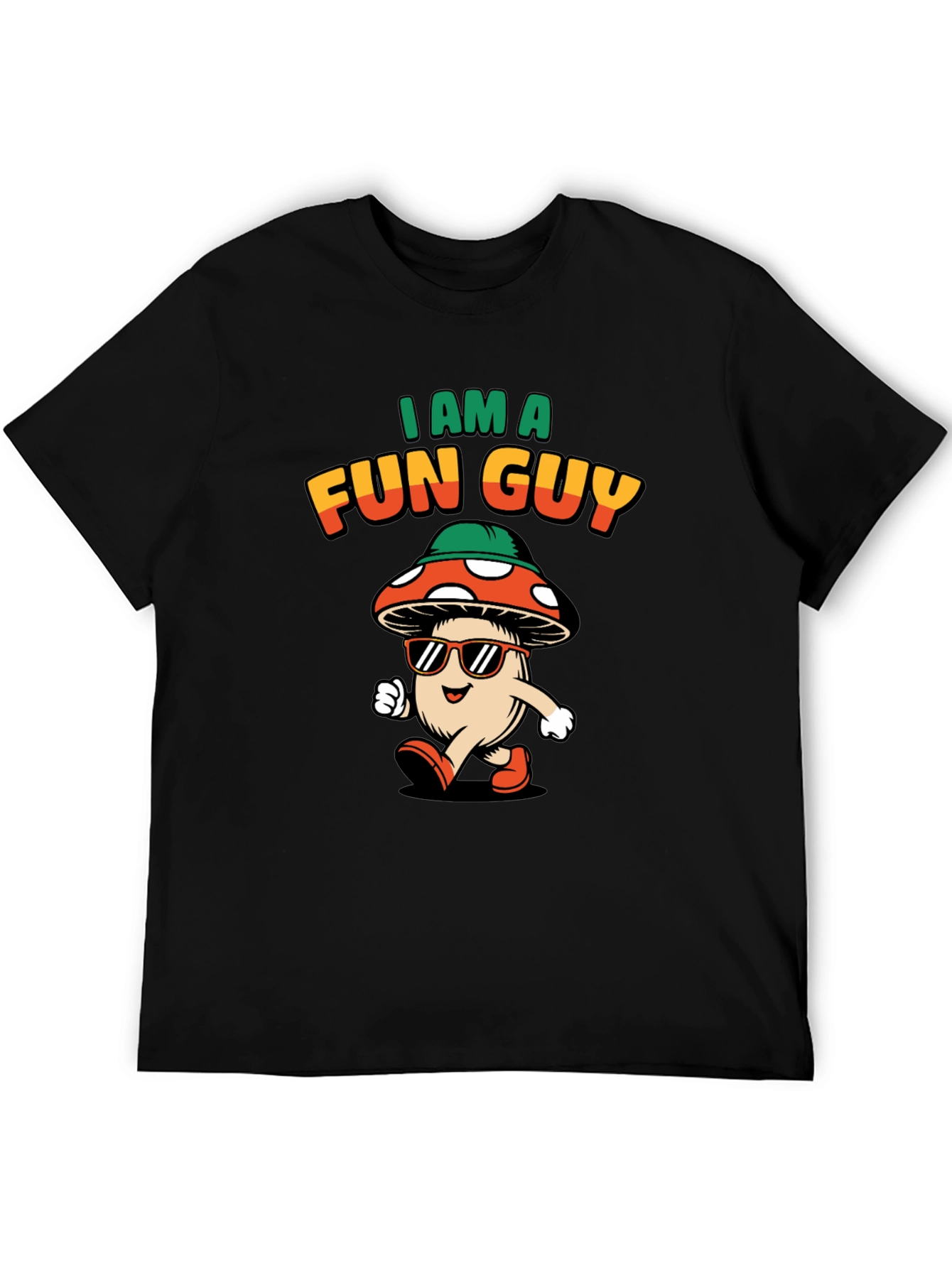 Black Fun Guy Graphic Tee - Cool Mushroom Shirt view 5