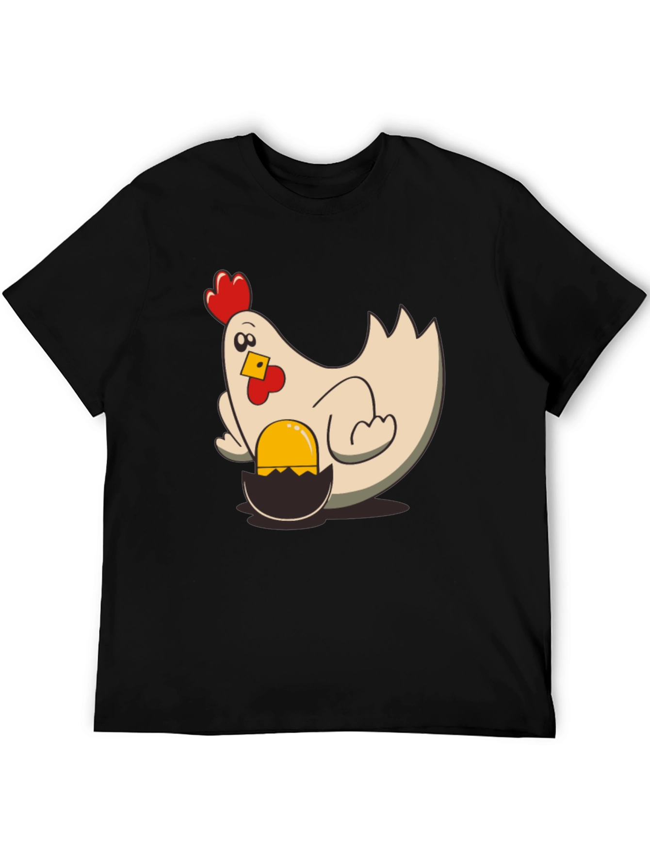 Black Funny Chicken and Egg T-Shirt - Novelty Graphic Tee view 5
