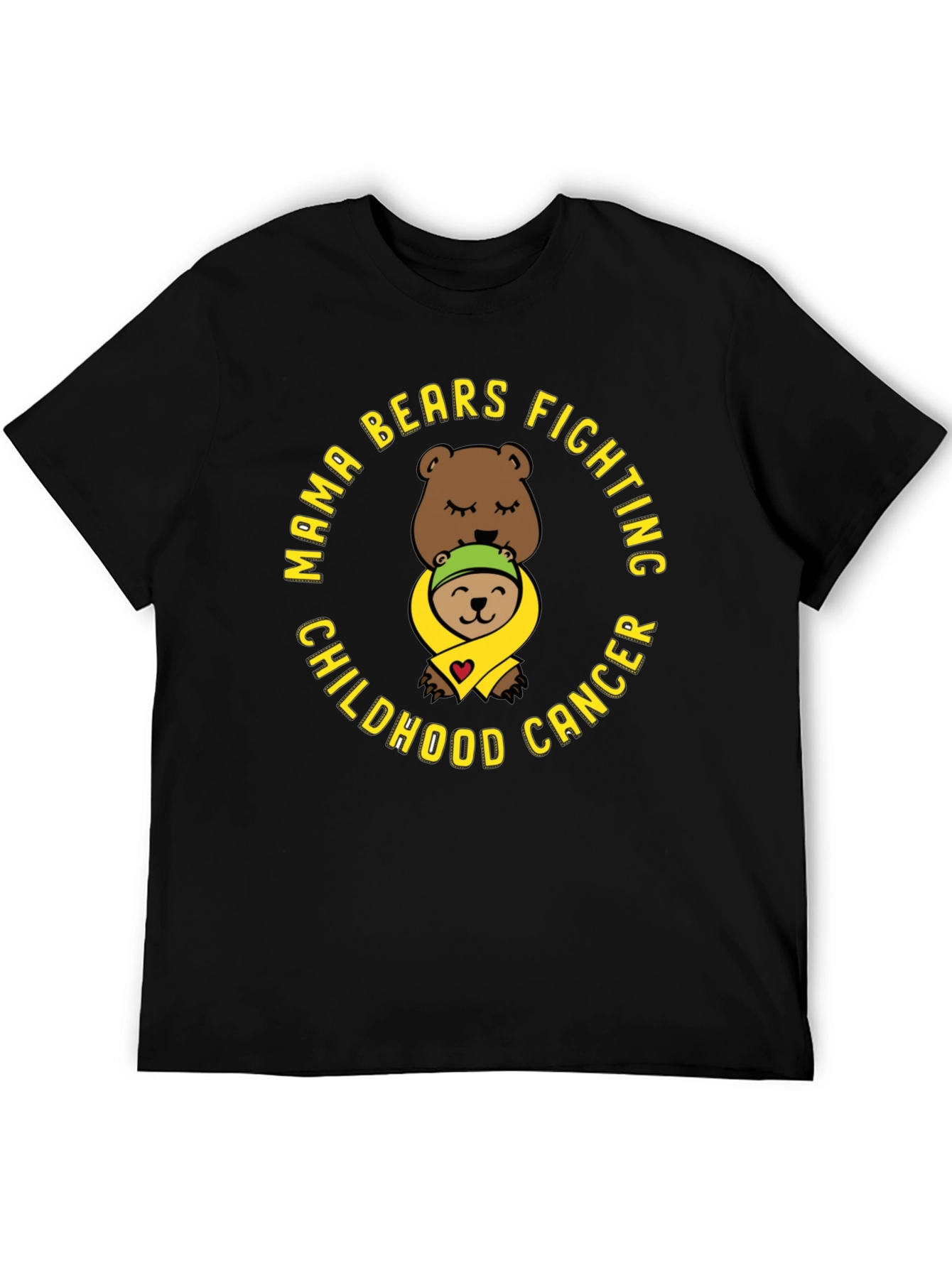 Black Mama Bears Fighting Childhood Cancer T-Shirt view 5