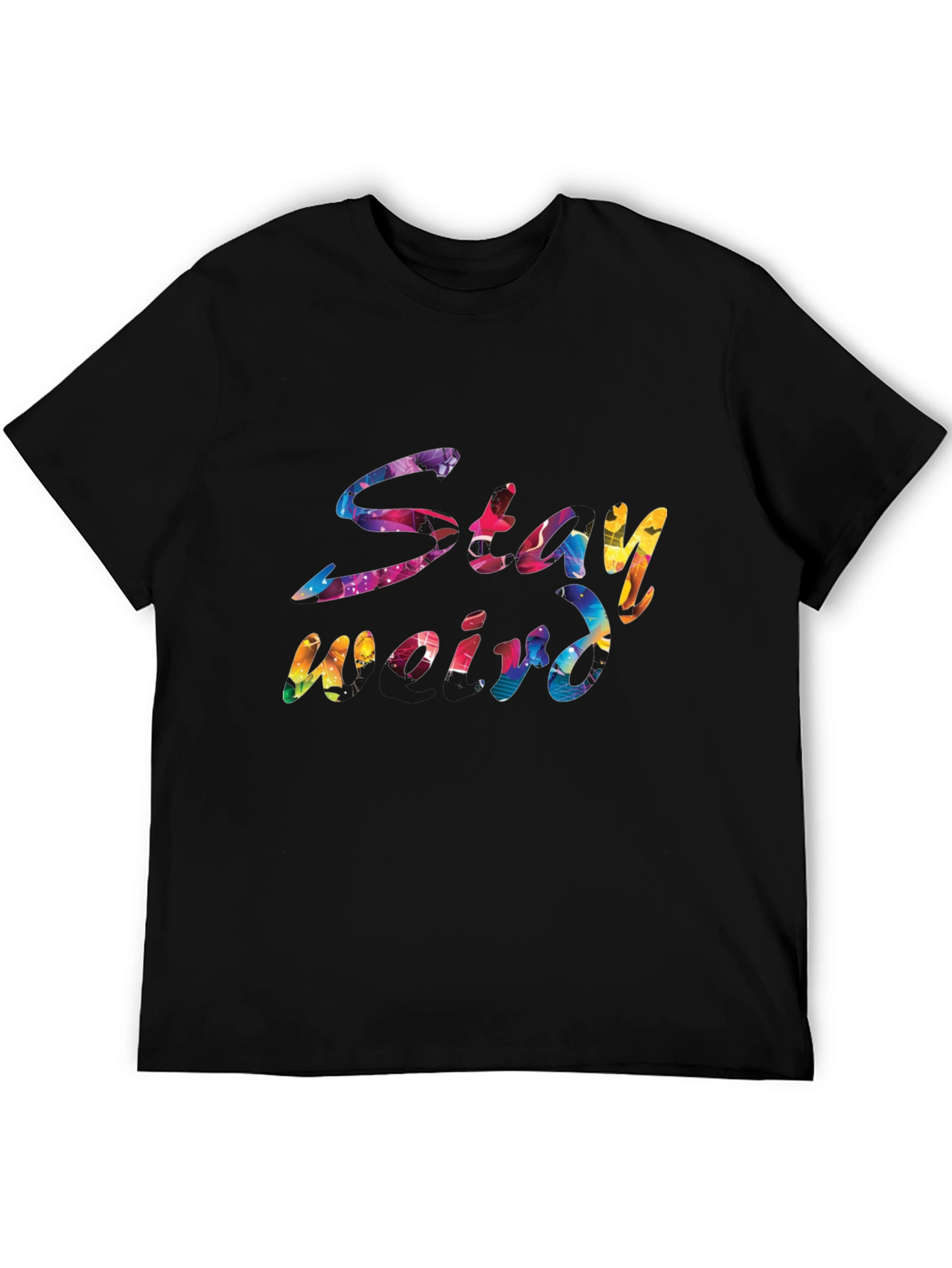 Black Stay Weird Graphic Black T-Shirt view 5