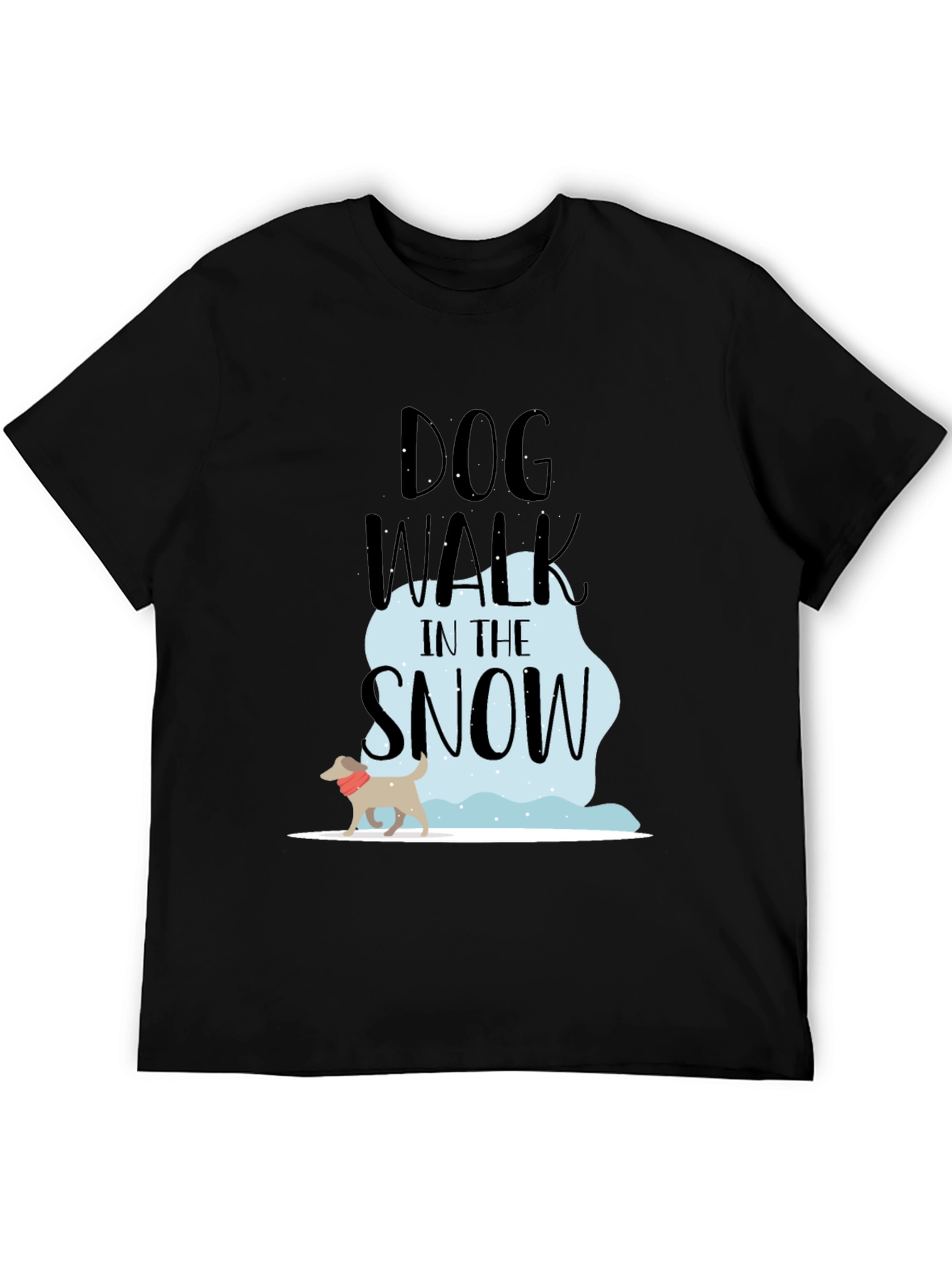 Black Dog Walk in the Snow T-Shirt view 5