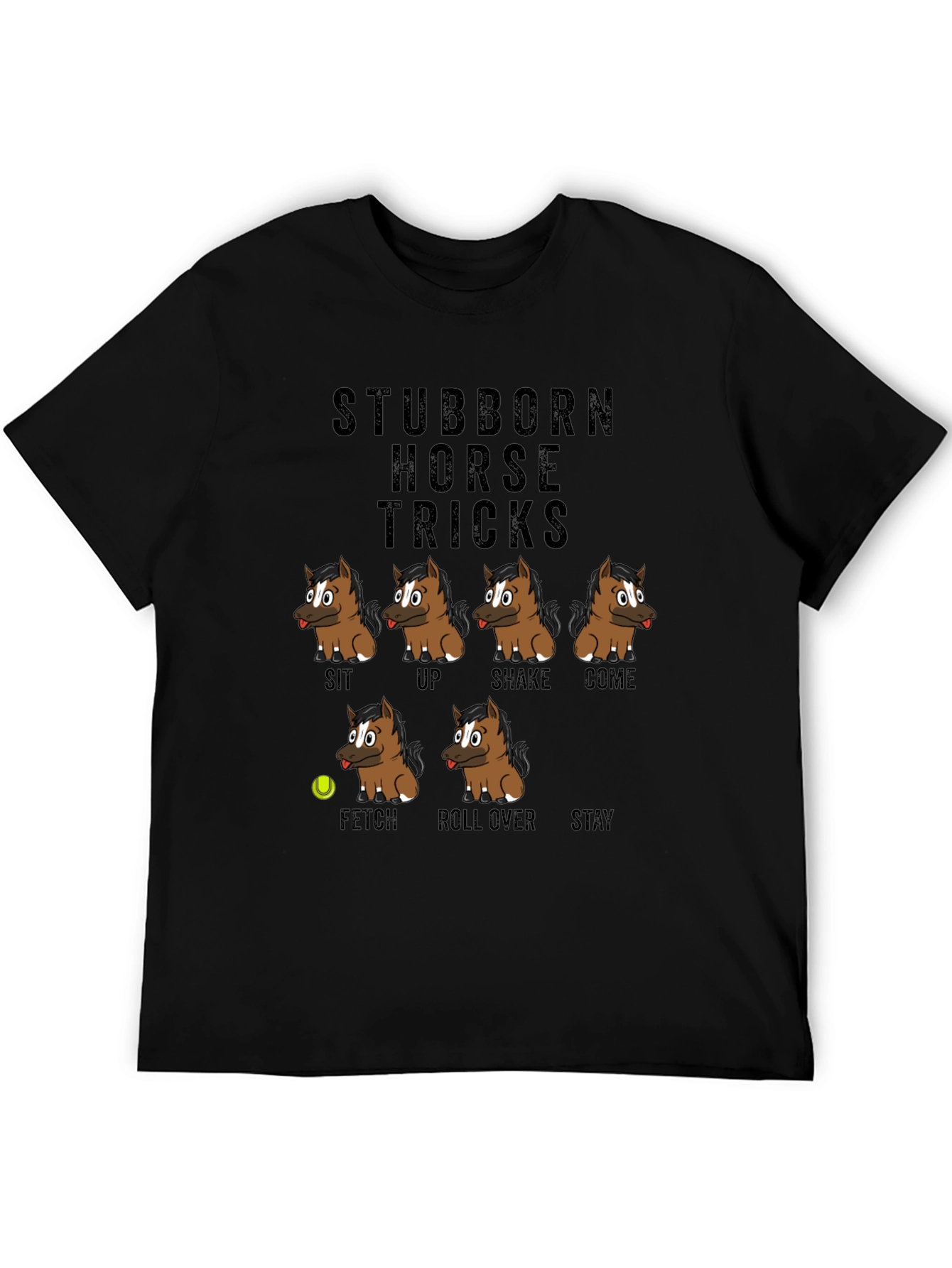 Black Stubborn Horse Tricks Graphic T-Shirt view 5