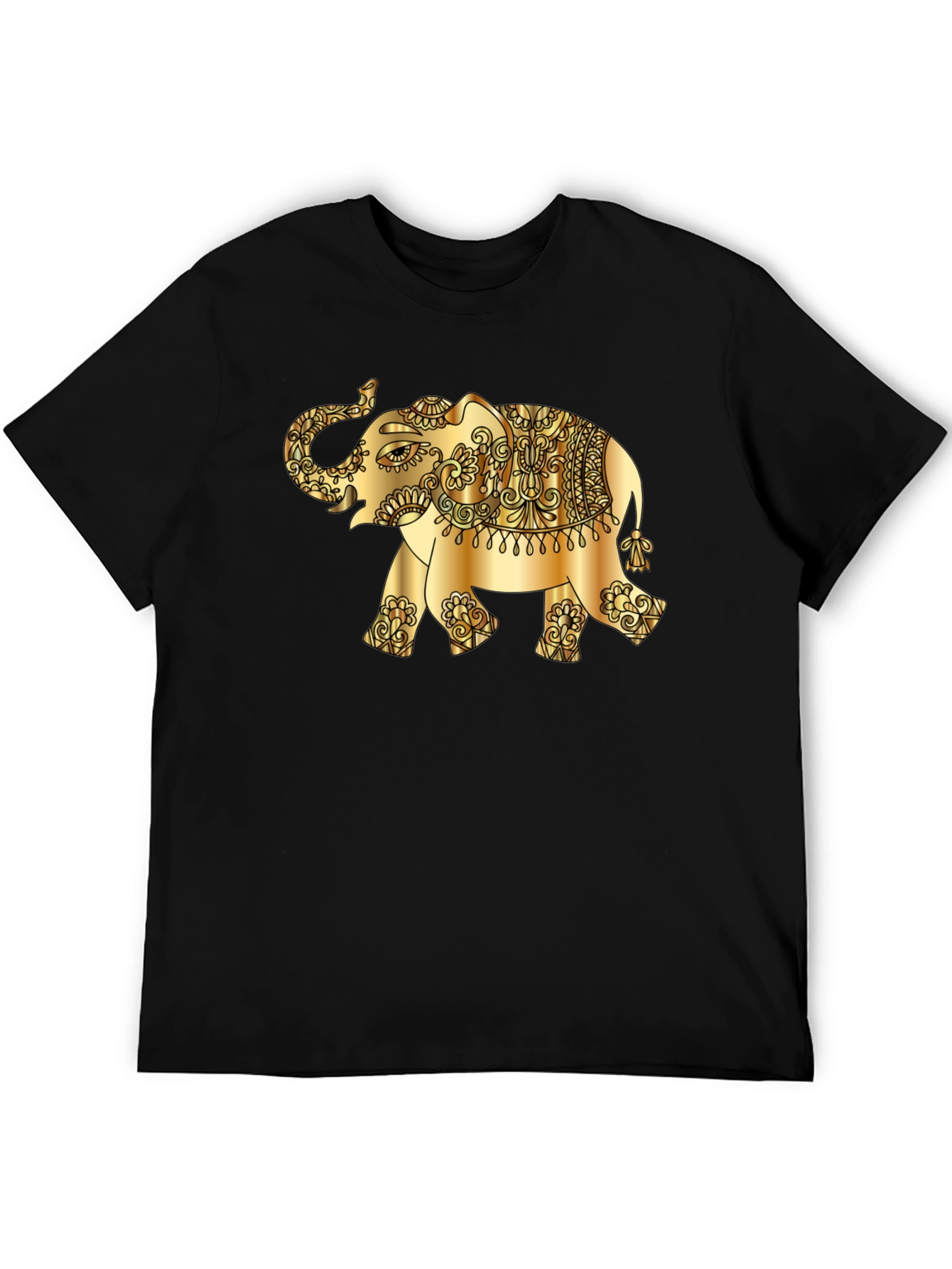 Black Golden Elephant Graphic Tee - Stylish Black T-Shirt view 5