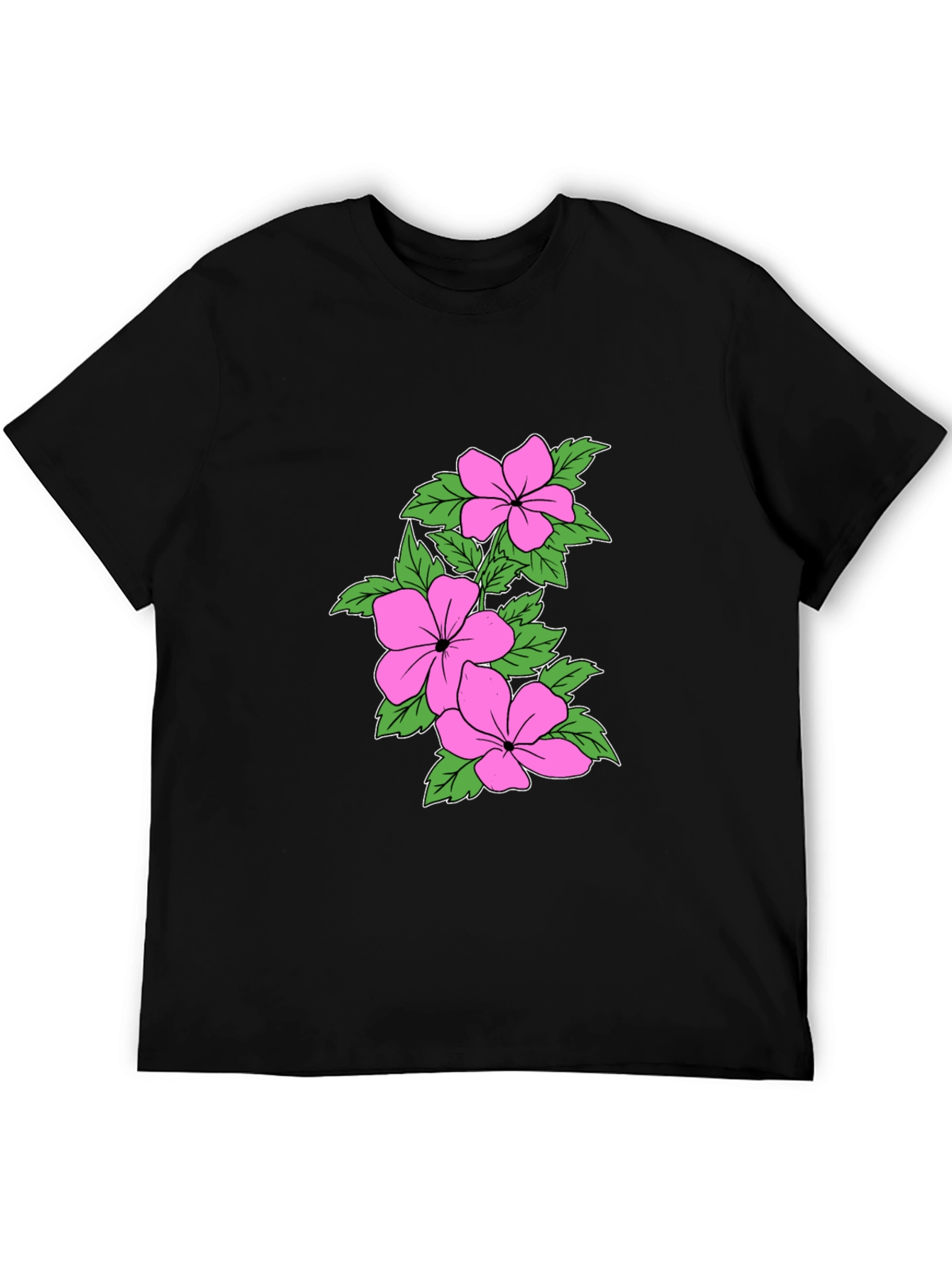 Black Floral Print Crew Neck T-Shirt - Black view 5