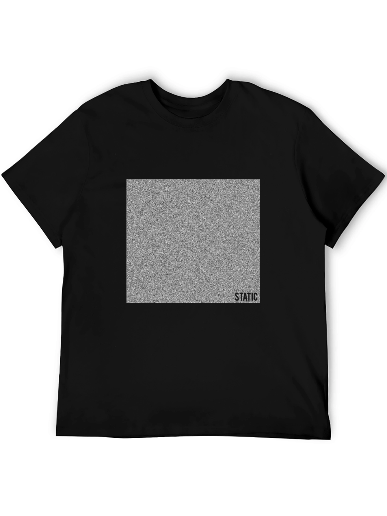 Black Static Noise Graphic Tee - Black Cotton Casual Wear view 5