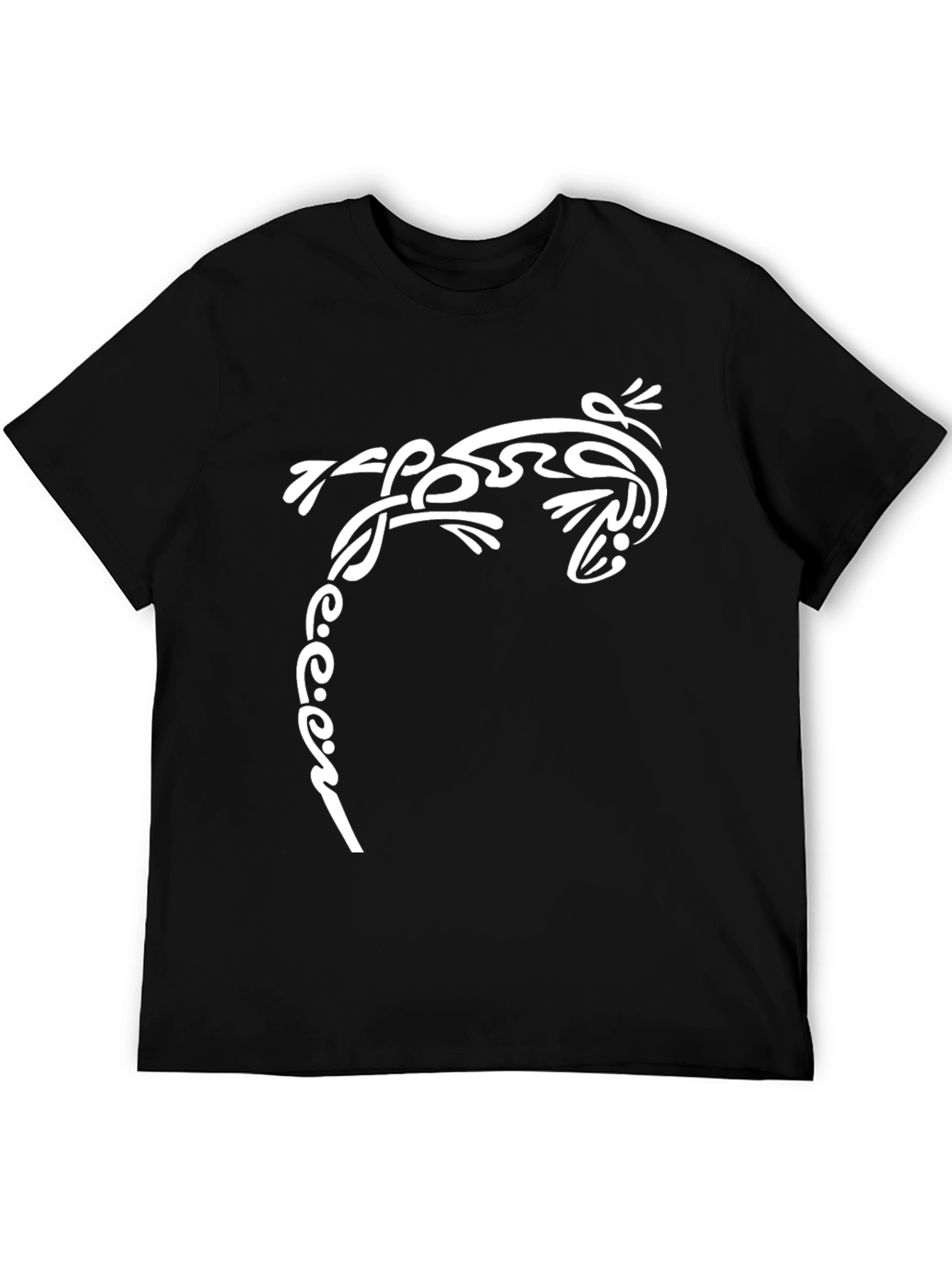 Black Tribal Lizard Graphic Tee - Black Cotton view 5