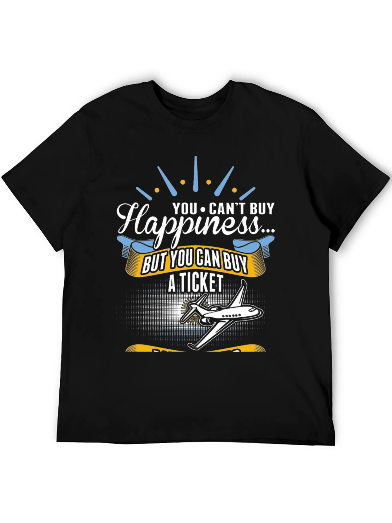 Black Happiness T-Shirt - Buy A Ticket - Aviation Tee view 5