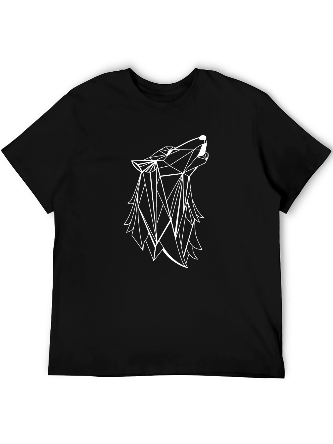 Black Geometric Wolf Graphic Tee - Black Cotton Blend view 5