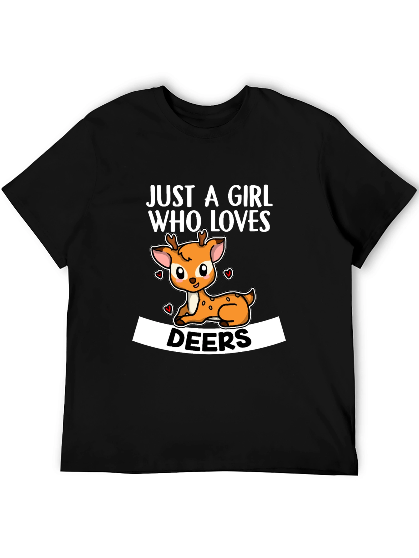 Black Just a Girl Who Loves Deers T-Shirt view 5