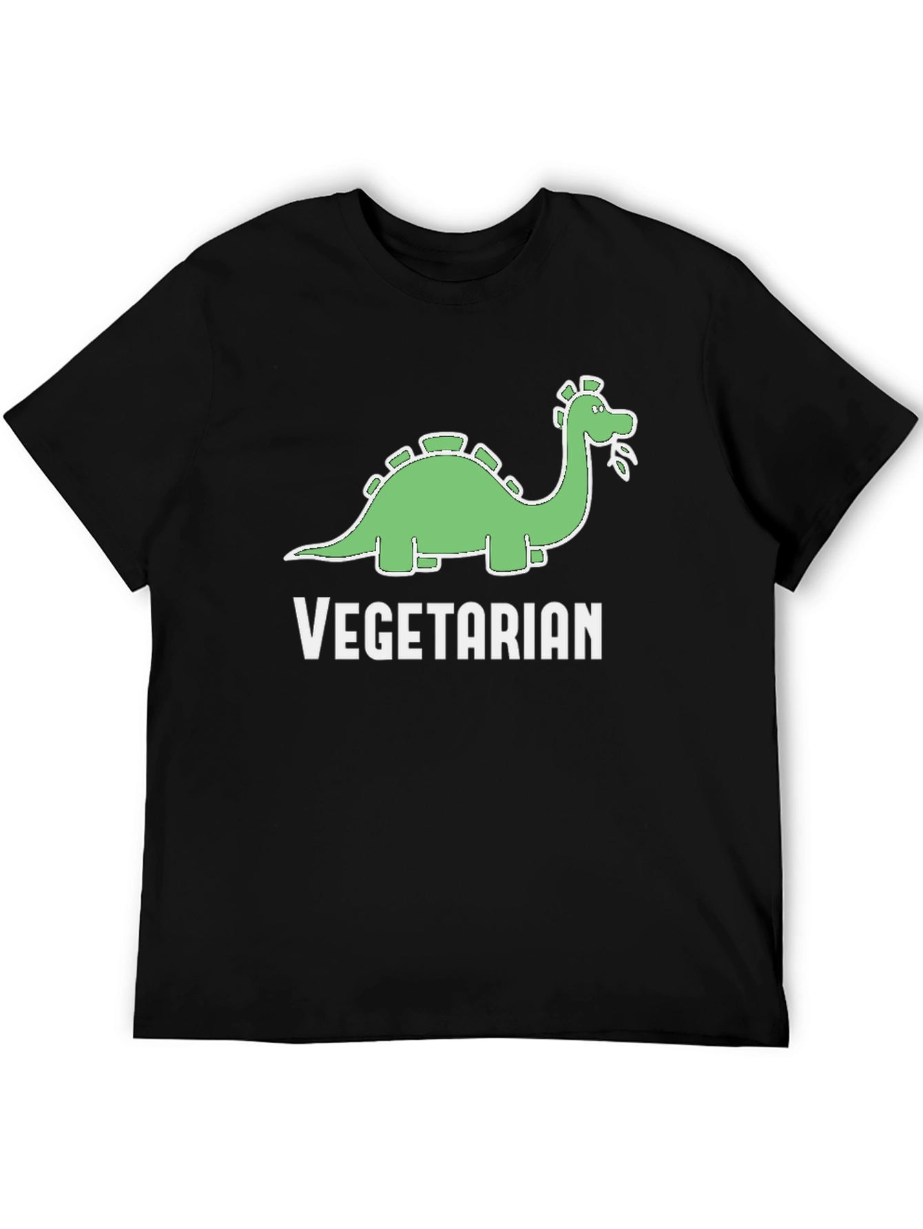 Black Vegetarian Dinosaur T-Shirt Funny Graphic Tee view 5