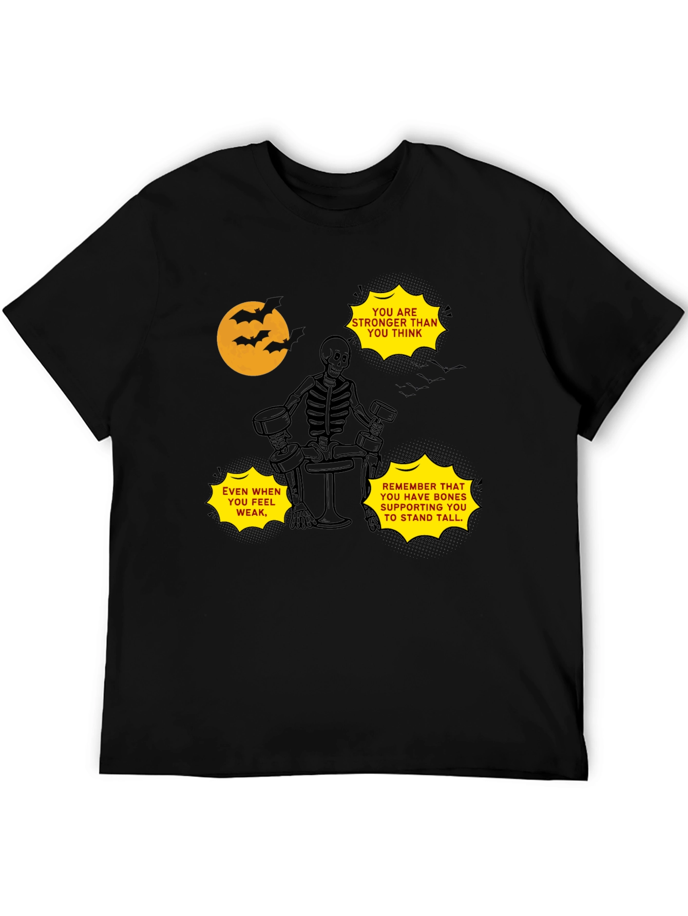 Black Motivational Skeleton Gym T-Shirt view 5