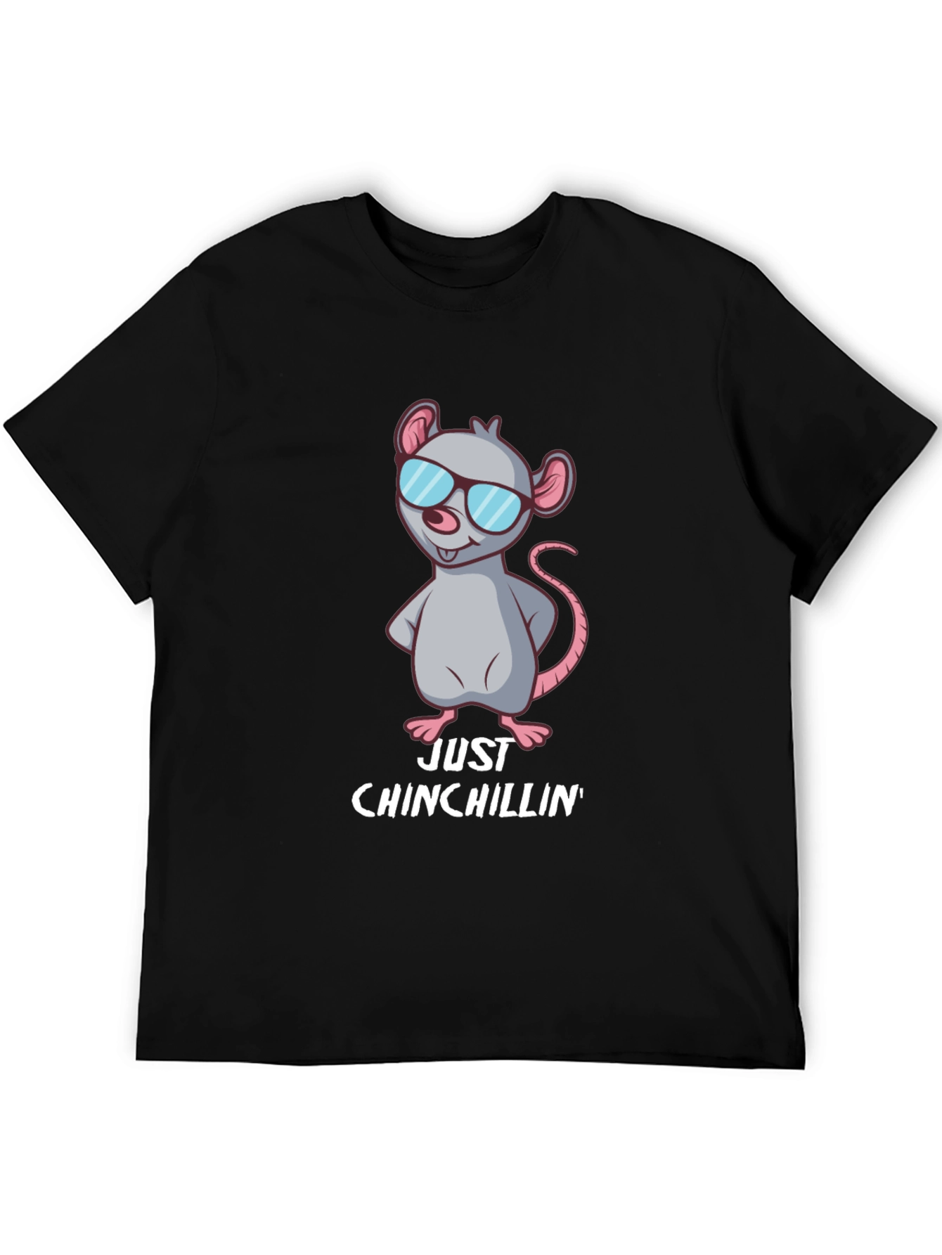 Black Just Chinchillin' Tee - Cool Chinchilla Design view 5