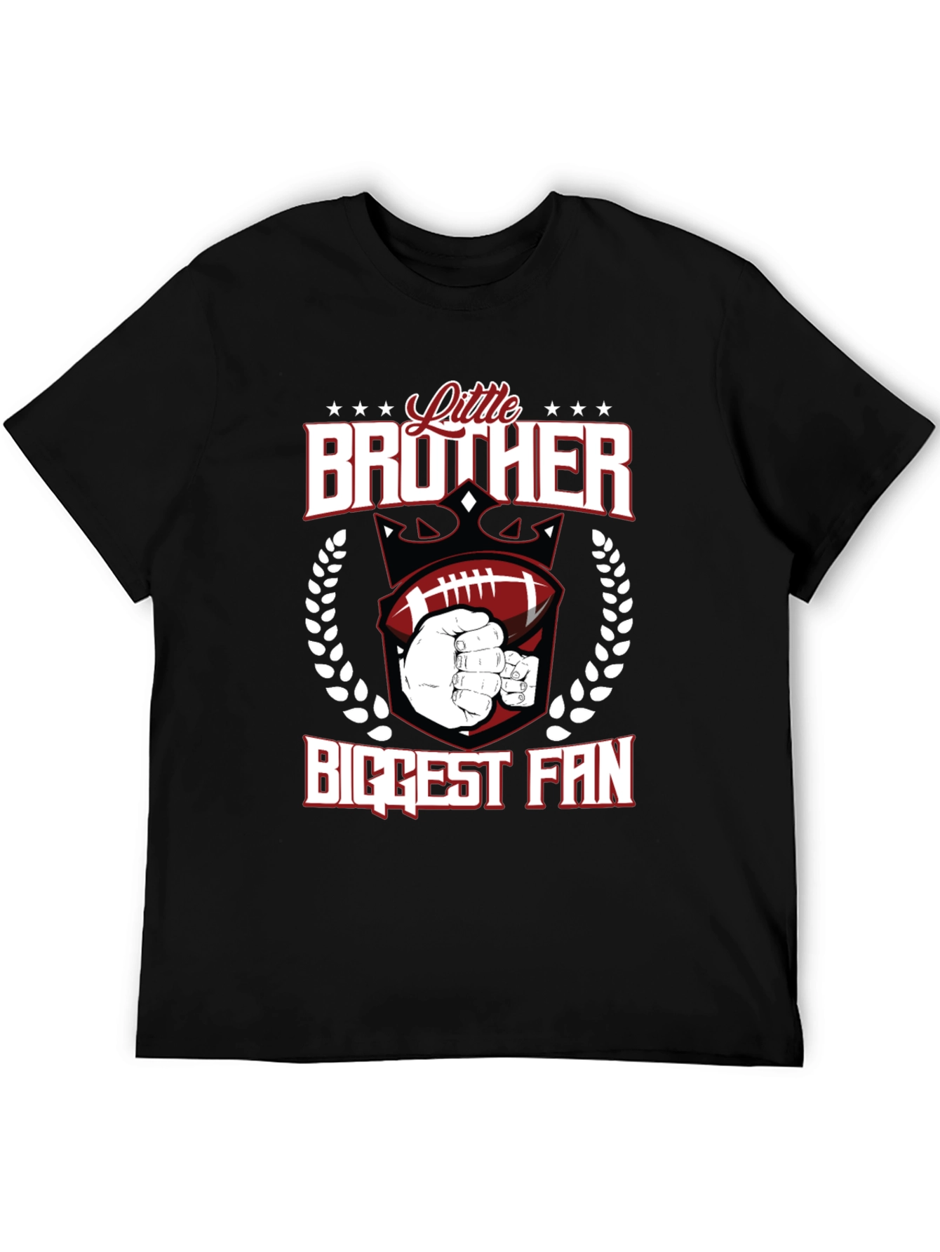 Black Little Brother Biggest Fan T-Shirt view 5