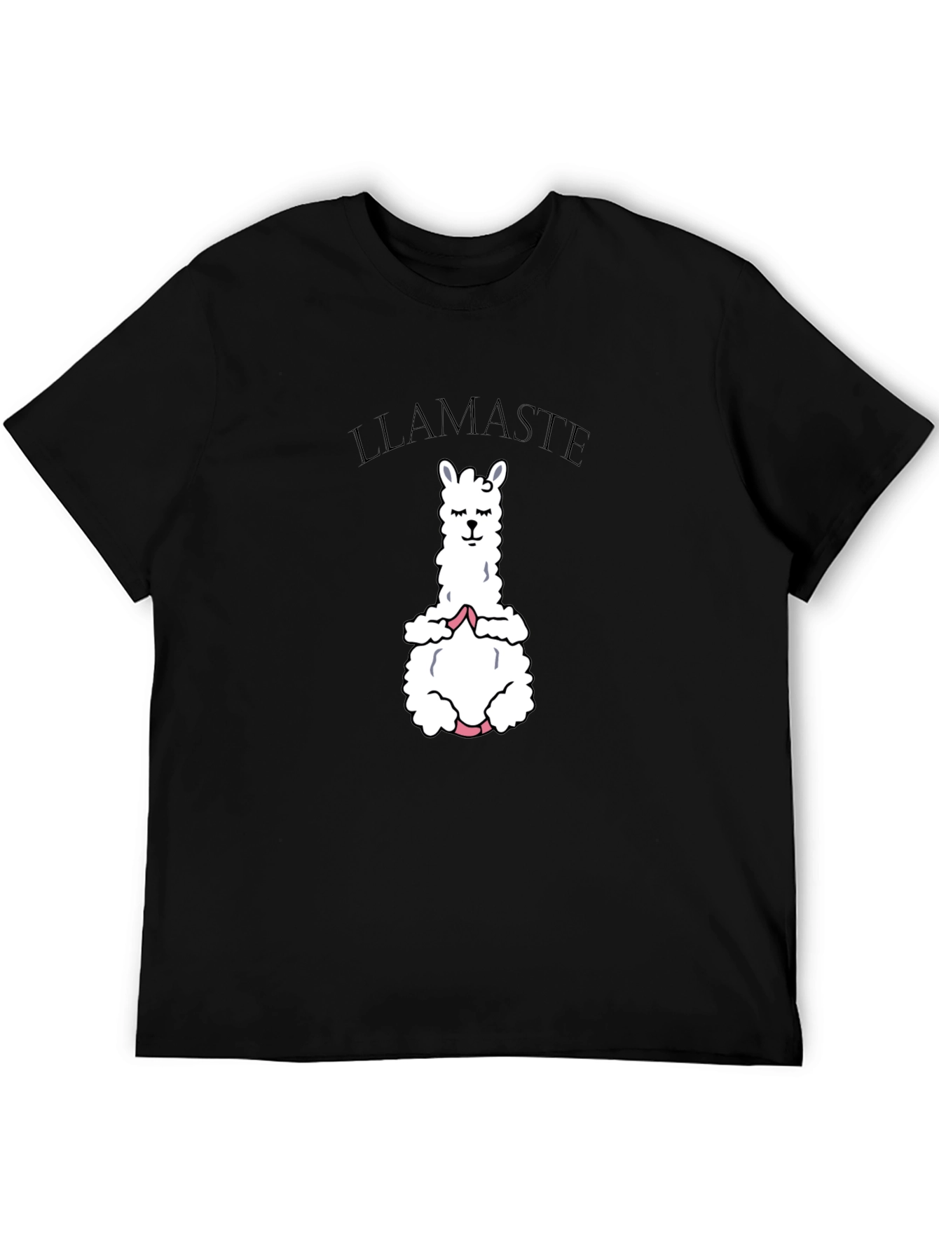 Black Llamaste Yoga T-Shirt - Meditating Llama Graphic Tee view 5
