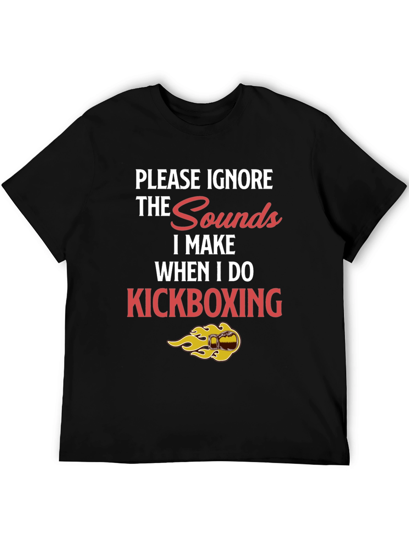 Black Kickboxing Sounds Funny Graphic Tee - Black view 5