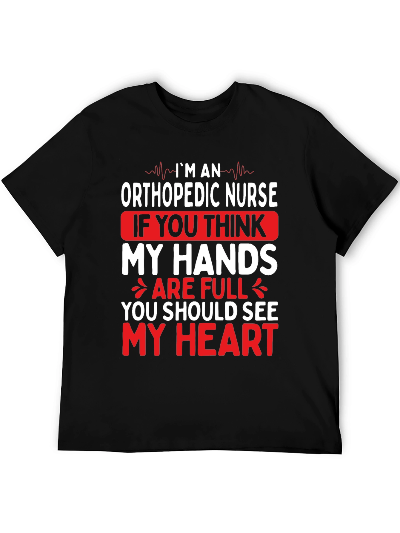 Black Orthopedic Nurse Hands & Heart Graphic T-Shirt view 5