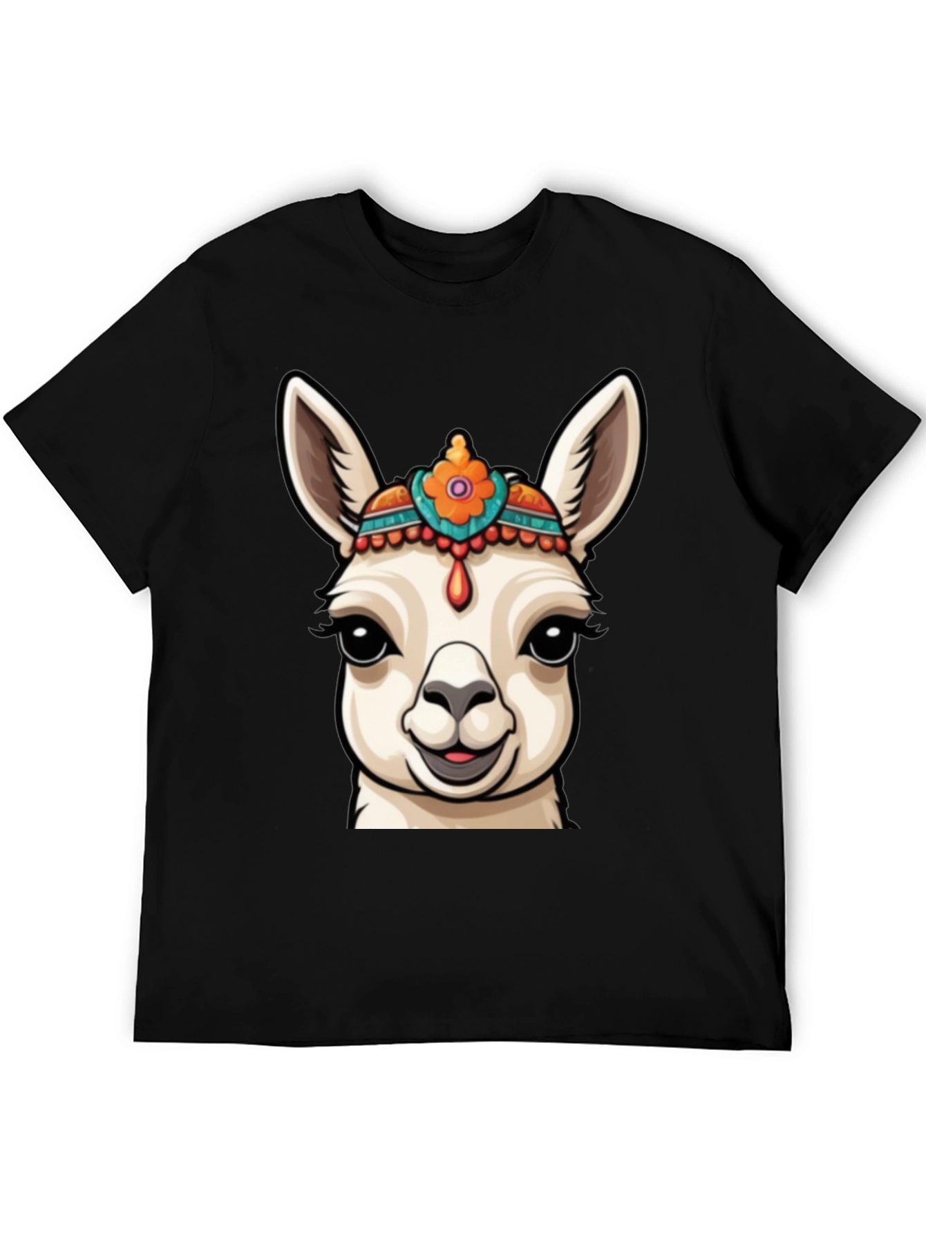 Black Llama Head Graphic Tee - Unique Animal Print view 5