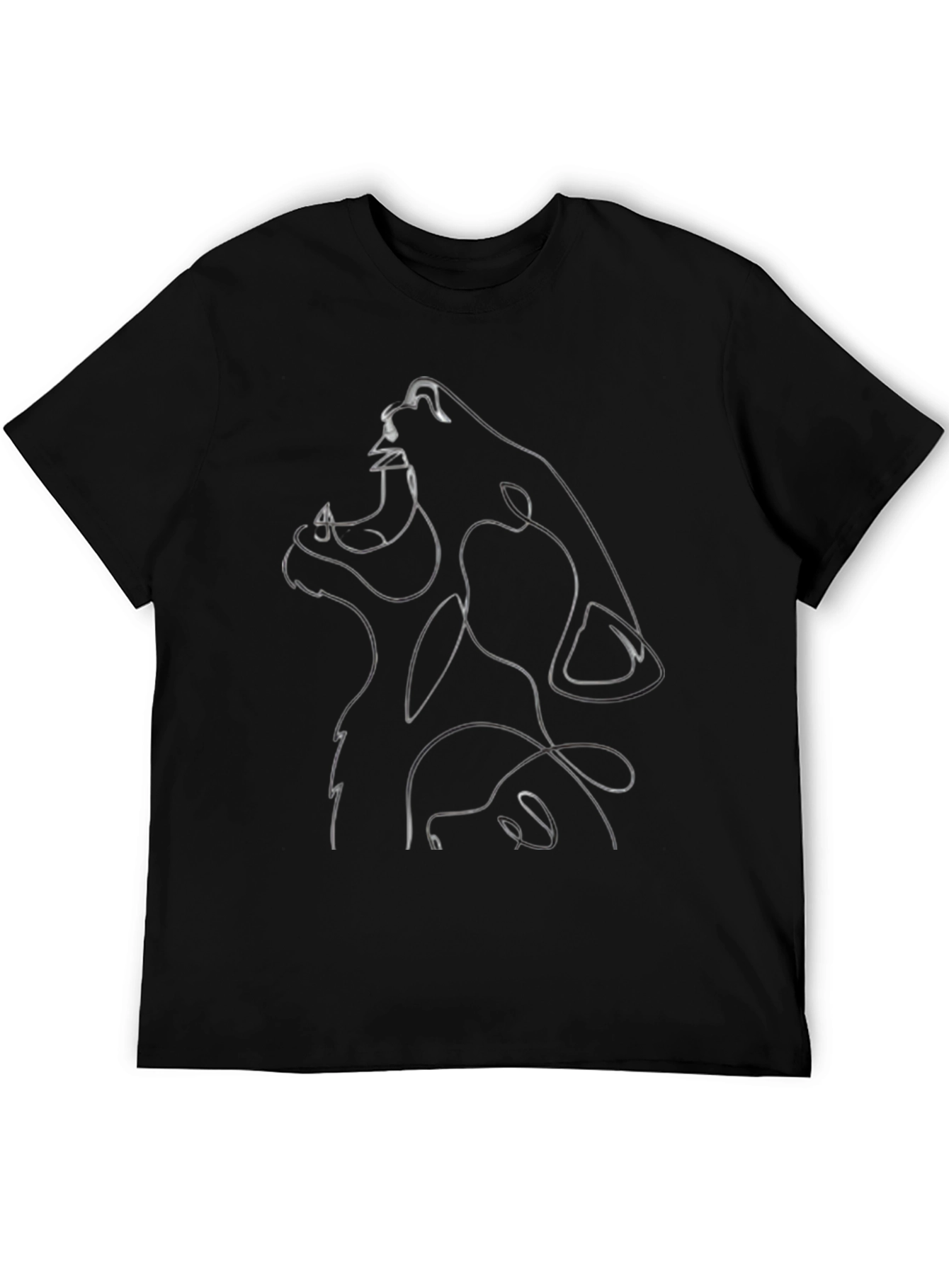 Black Abstract Wolf Graphic Black T-Shirt view 5