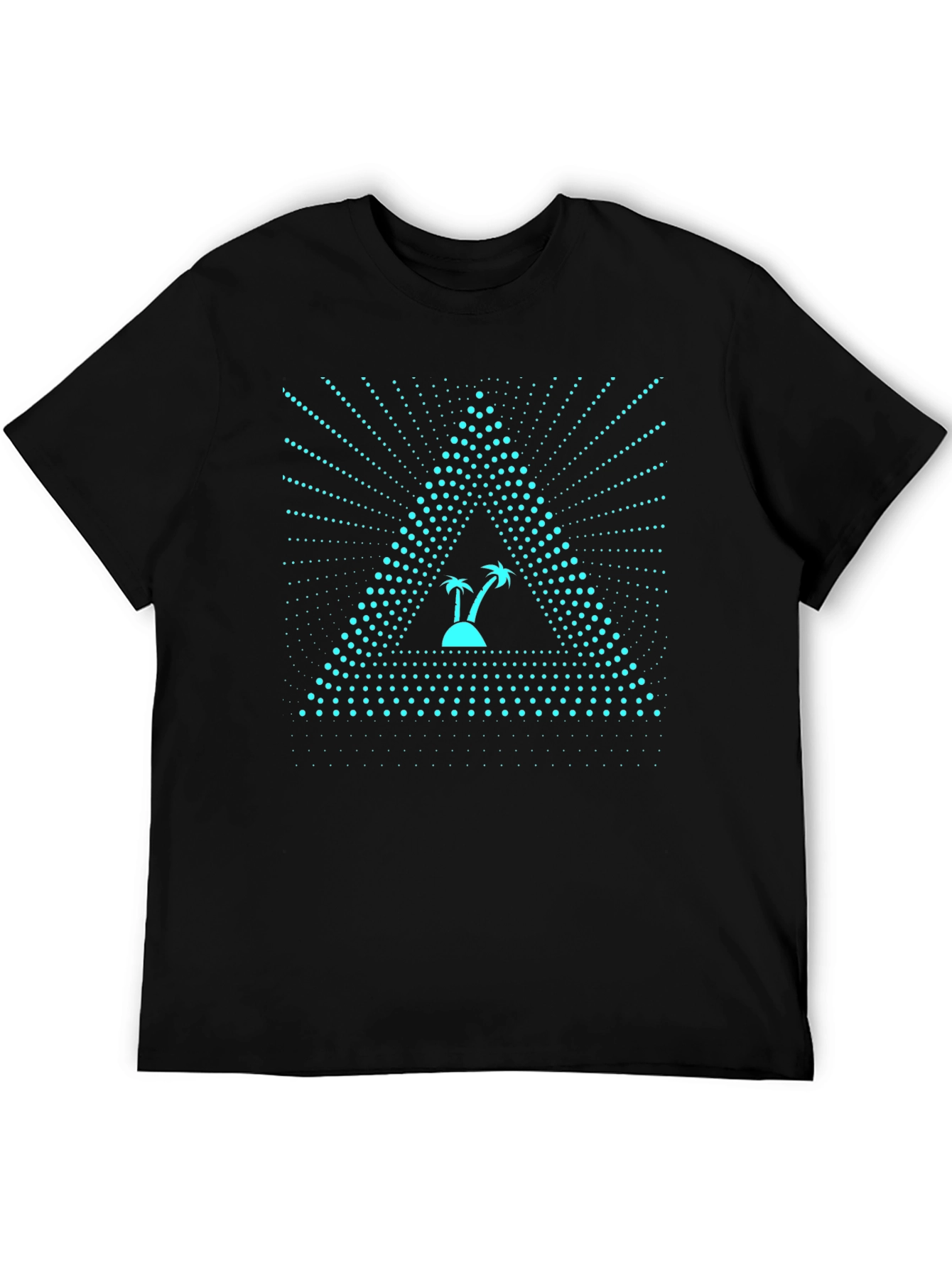 Black Triangle Island Palm Tree Graphic Tee - Black view 5