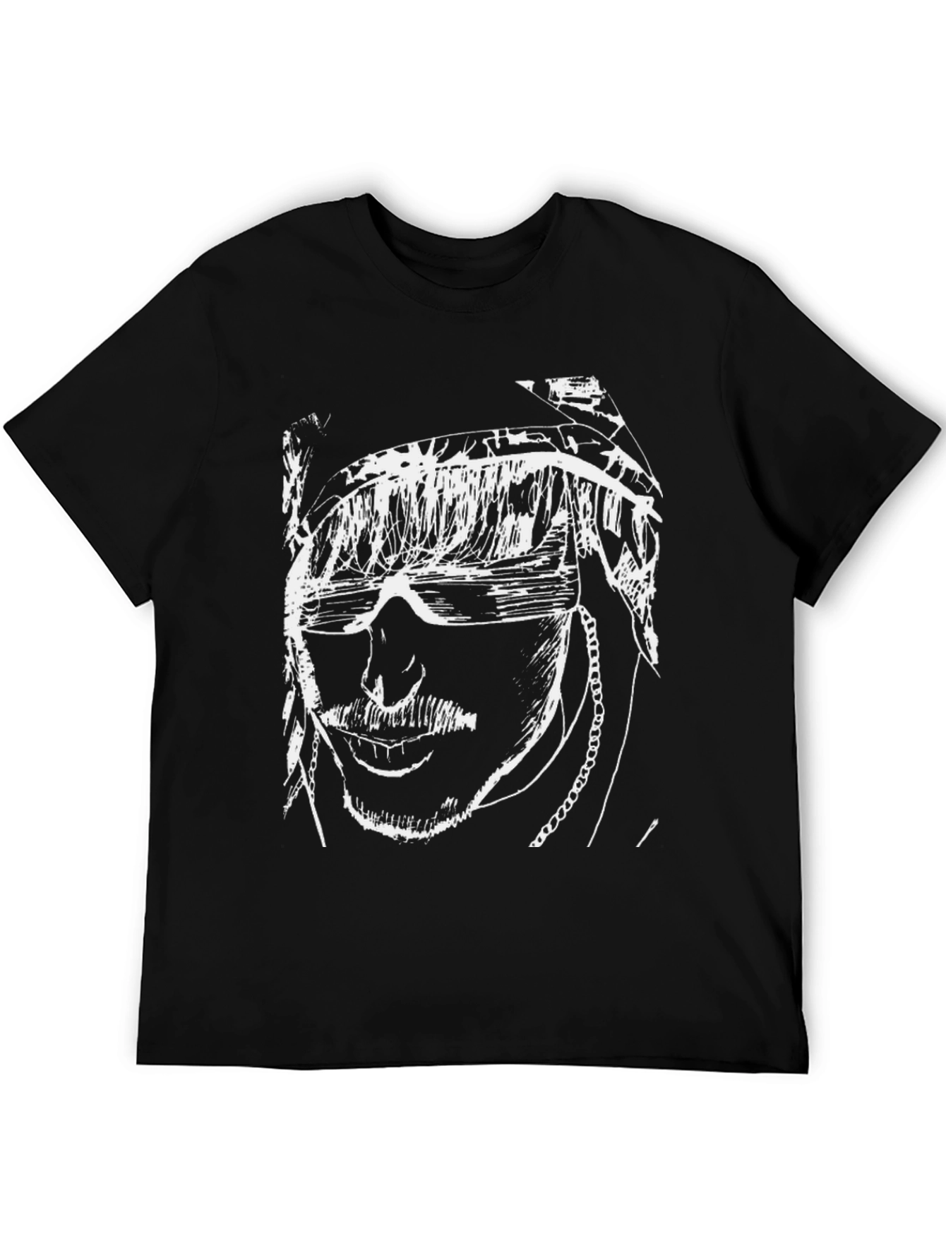 Black Abstract Face Graphic Tee - Black view 5