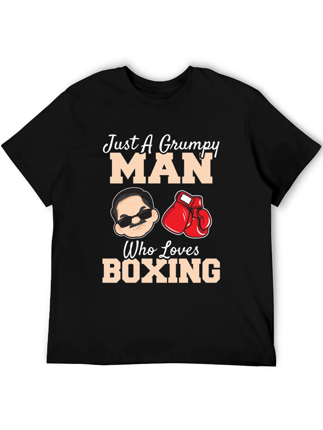 Black Grumpy Man Boxing Lover Graphic T-Shirt view 5