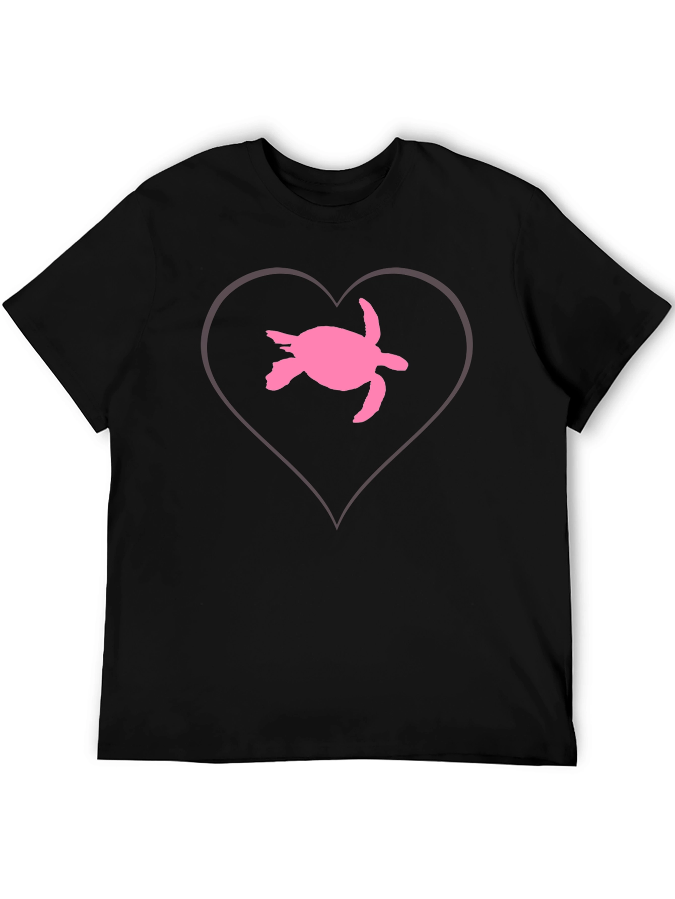 Black Sea Turtle Heart T-Shirt - Black Cotton view 5