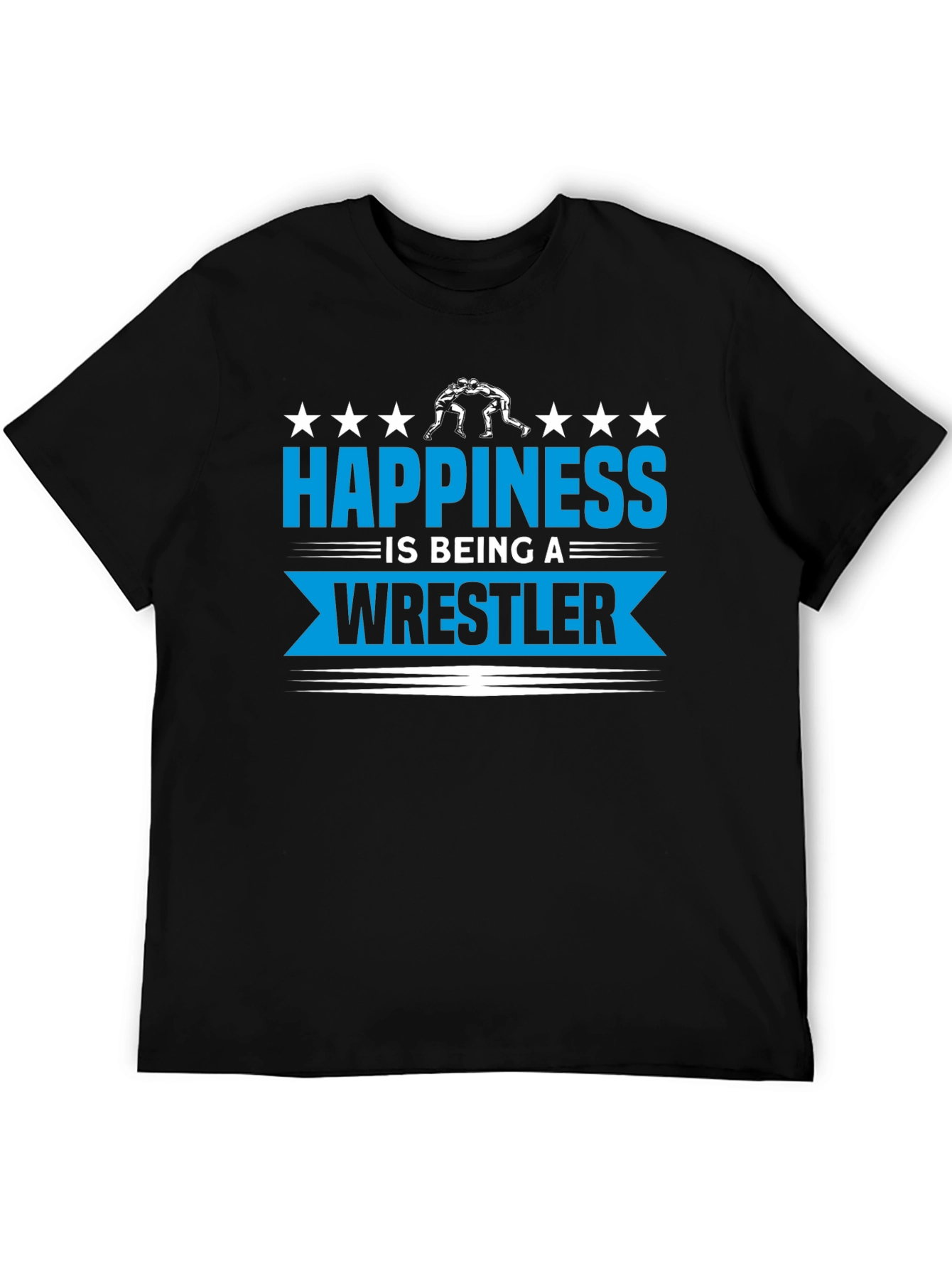 Black Happiness is Being a Wrestler Black T-Shirt view 5