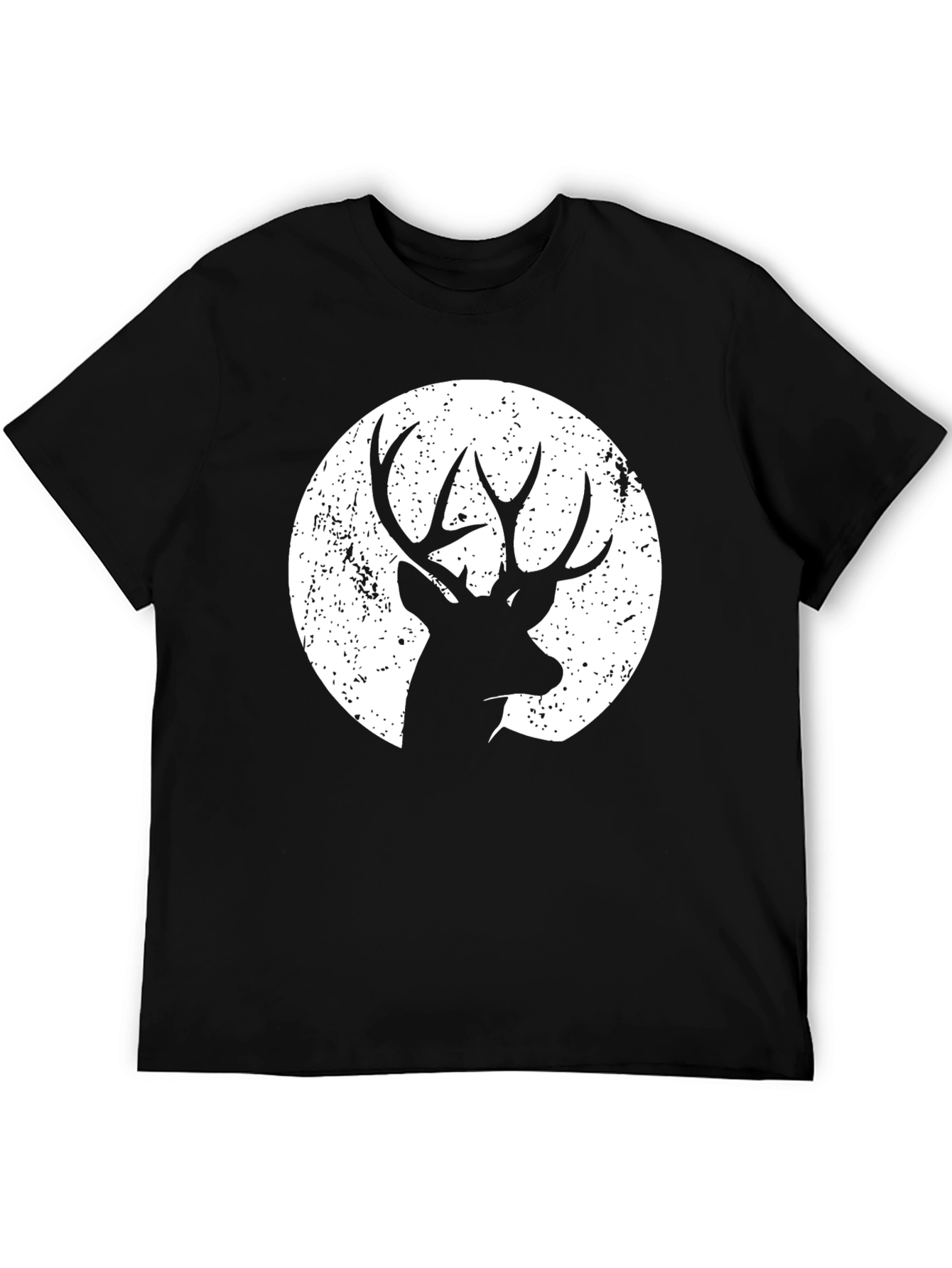Black Deer Silhouette Graphic Tee - Black Cotton Blend view 5
