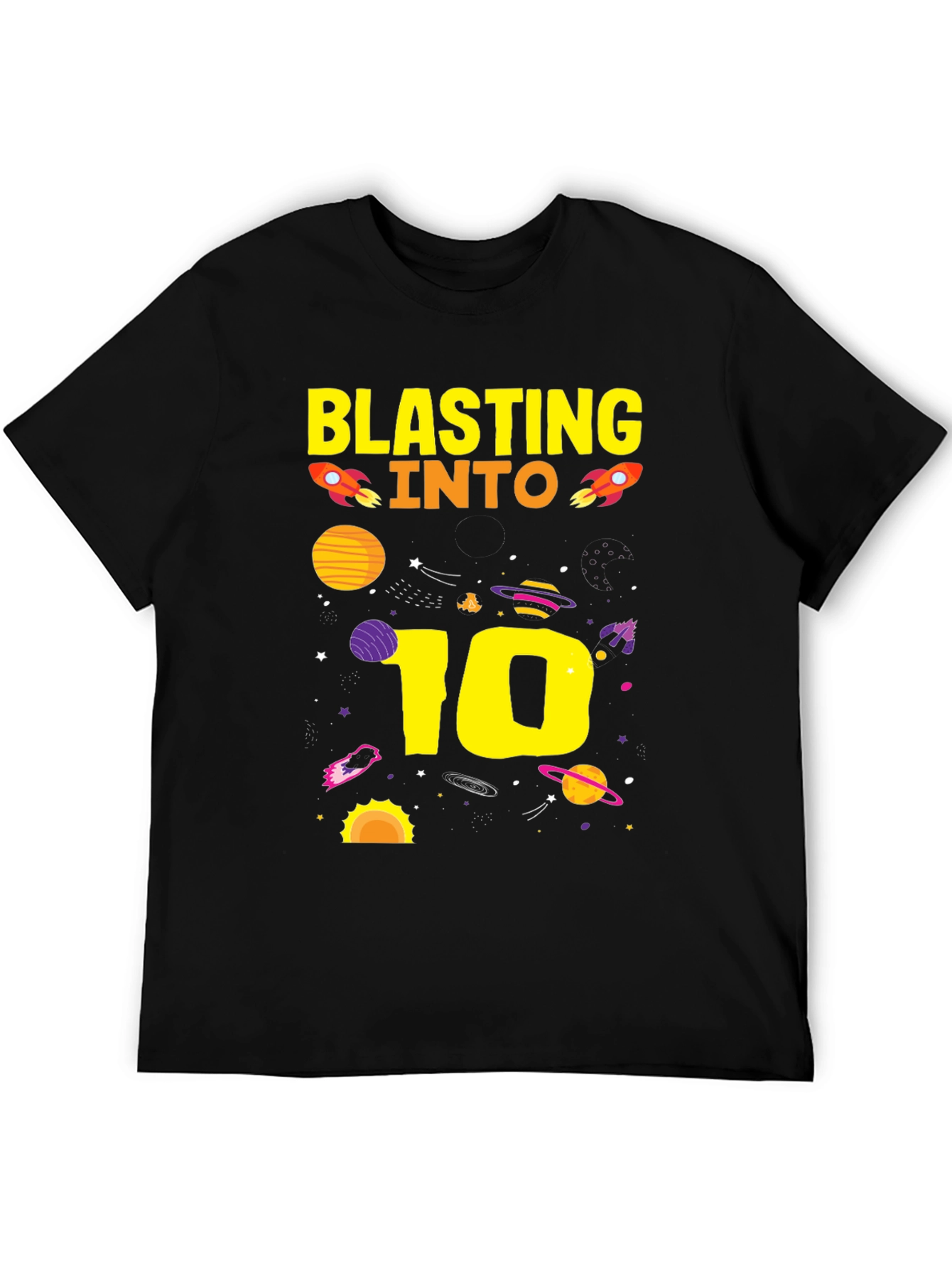 Black Blasting Into 10th Birthday T-Shirt view 5