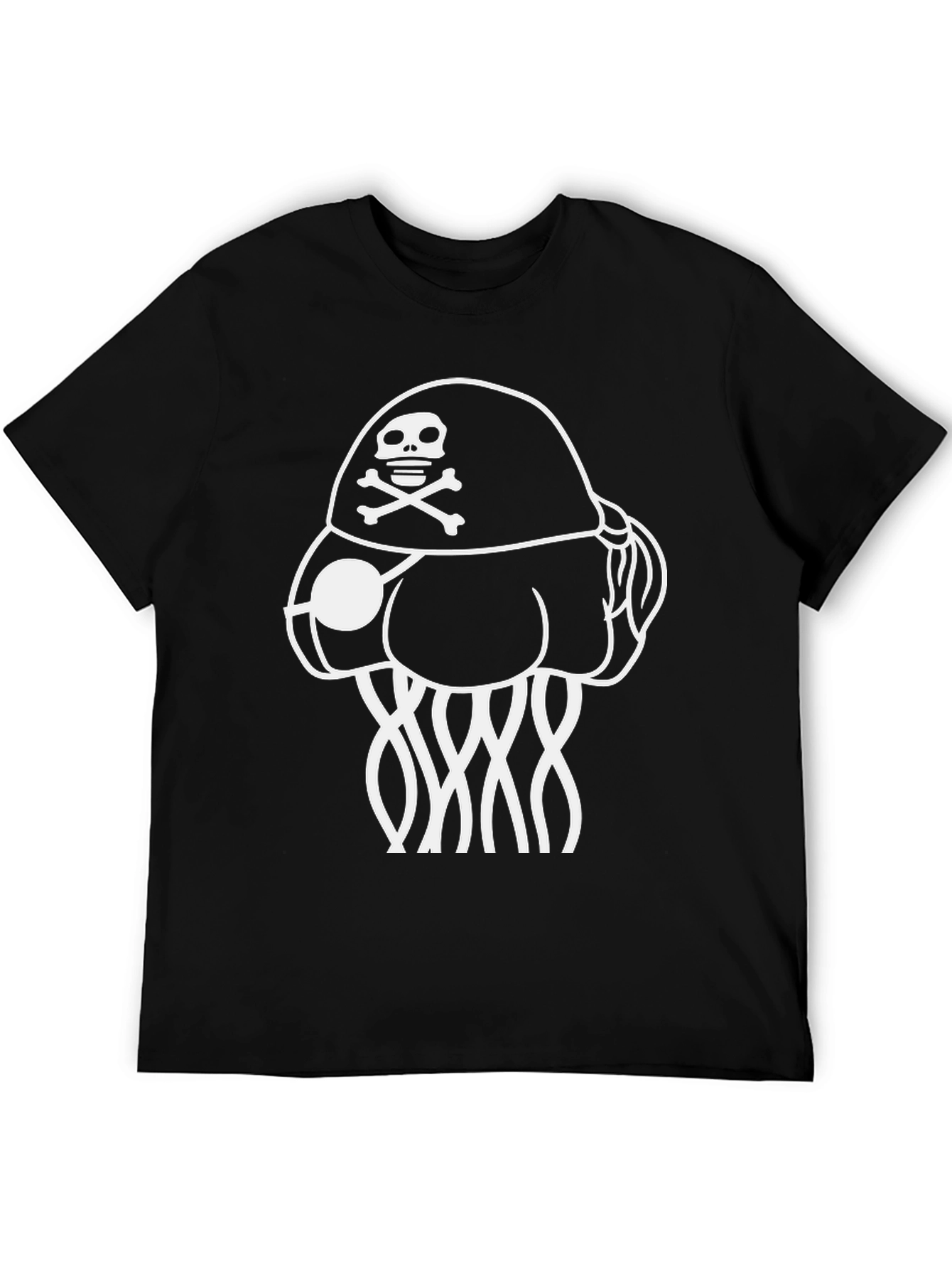 Black Pirate Jellyfish Graphic Tee - Black Cotton Comfort view 5
