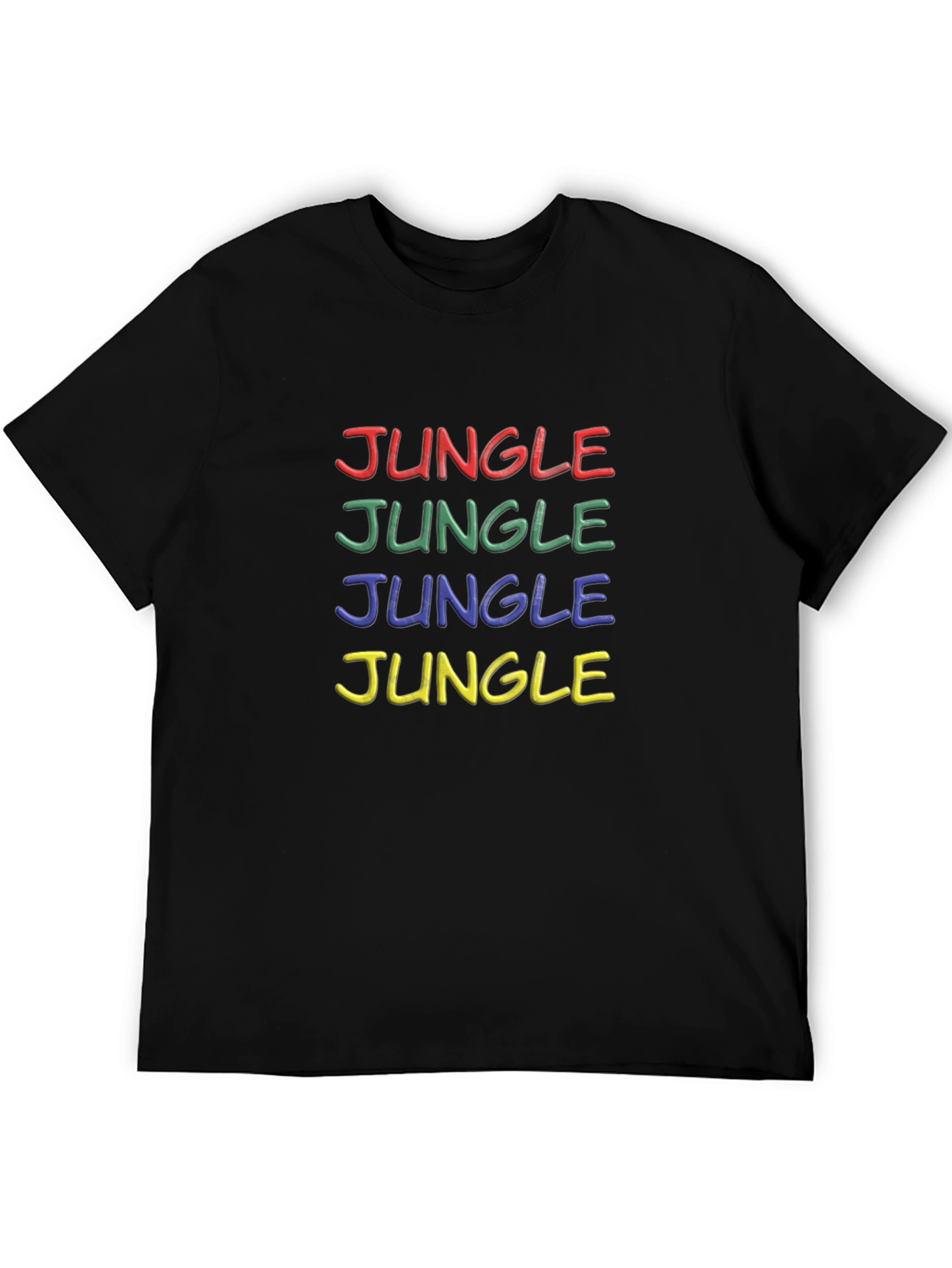 Black Colorful Jungle Graphic Print T-Shirt view 5