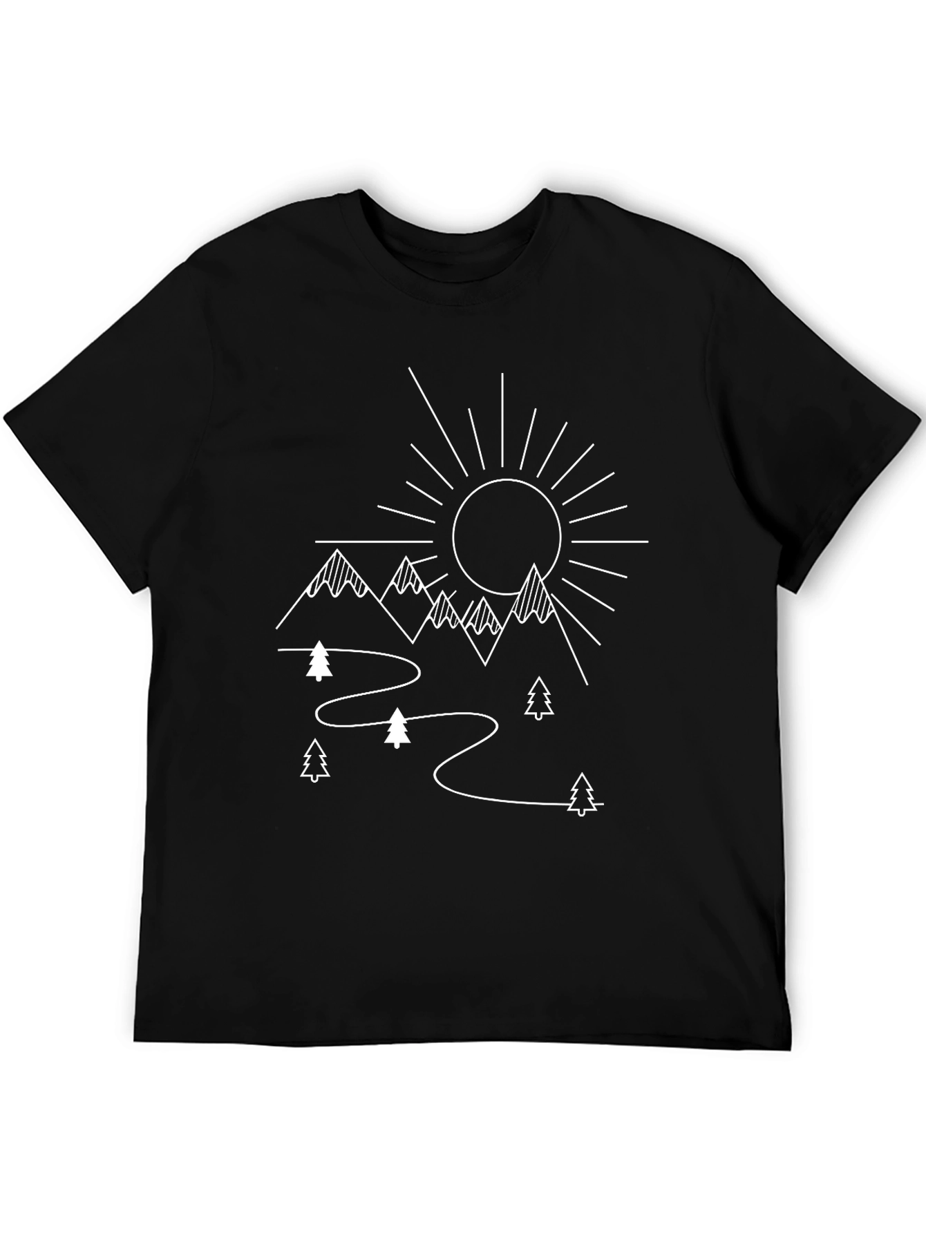 Black Minimalist Mountain Scene Graphic Tee view 5