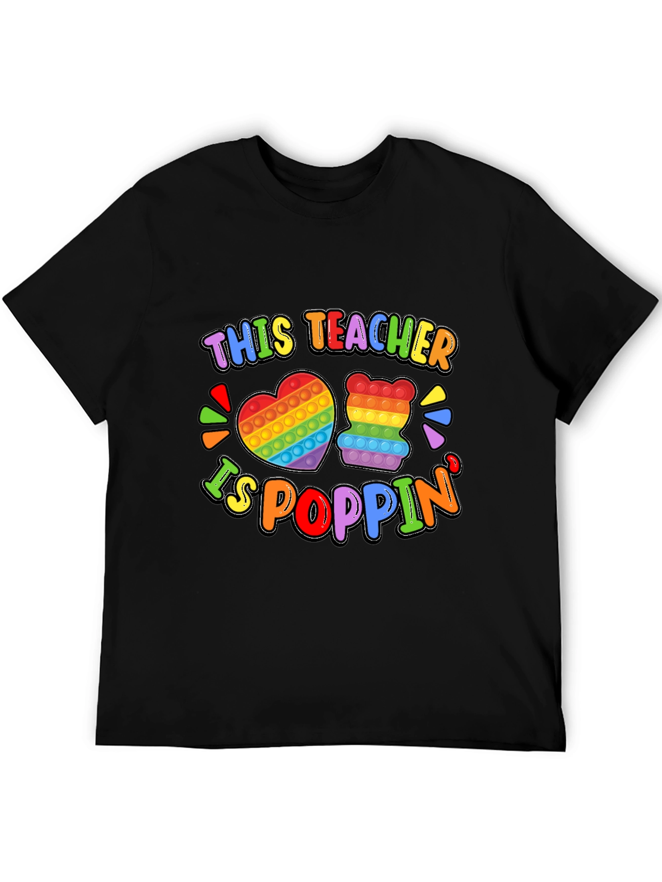 Black This Teacher Is Poppin' Graphic T-Shirt view 5