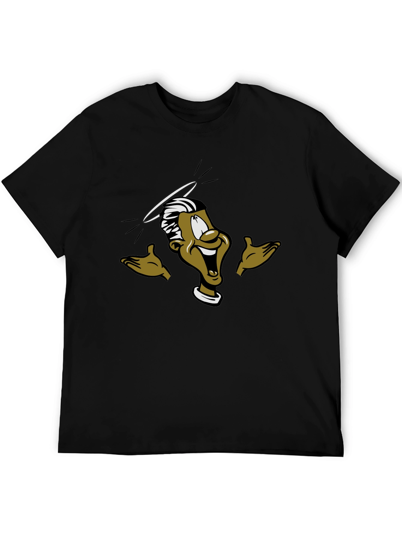 Black Funny Cartoon Graphic T-Shirt view 5