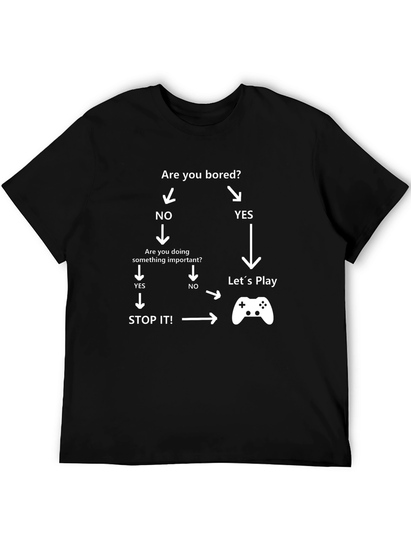 Black Funny Gamer T-Shirt - Are You Bored? Play! view 5