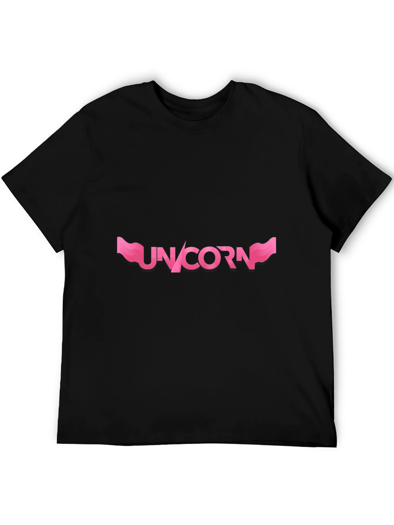 Black Unicorn Graphic T-Shirt - Pink Design on Black view 5