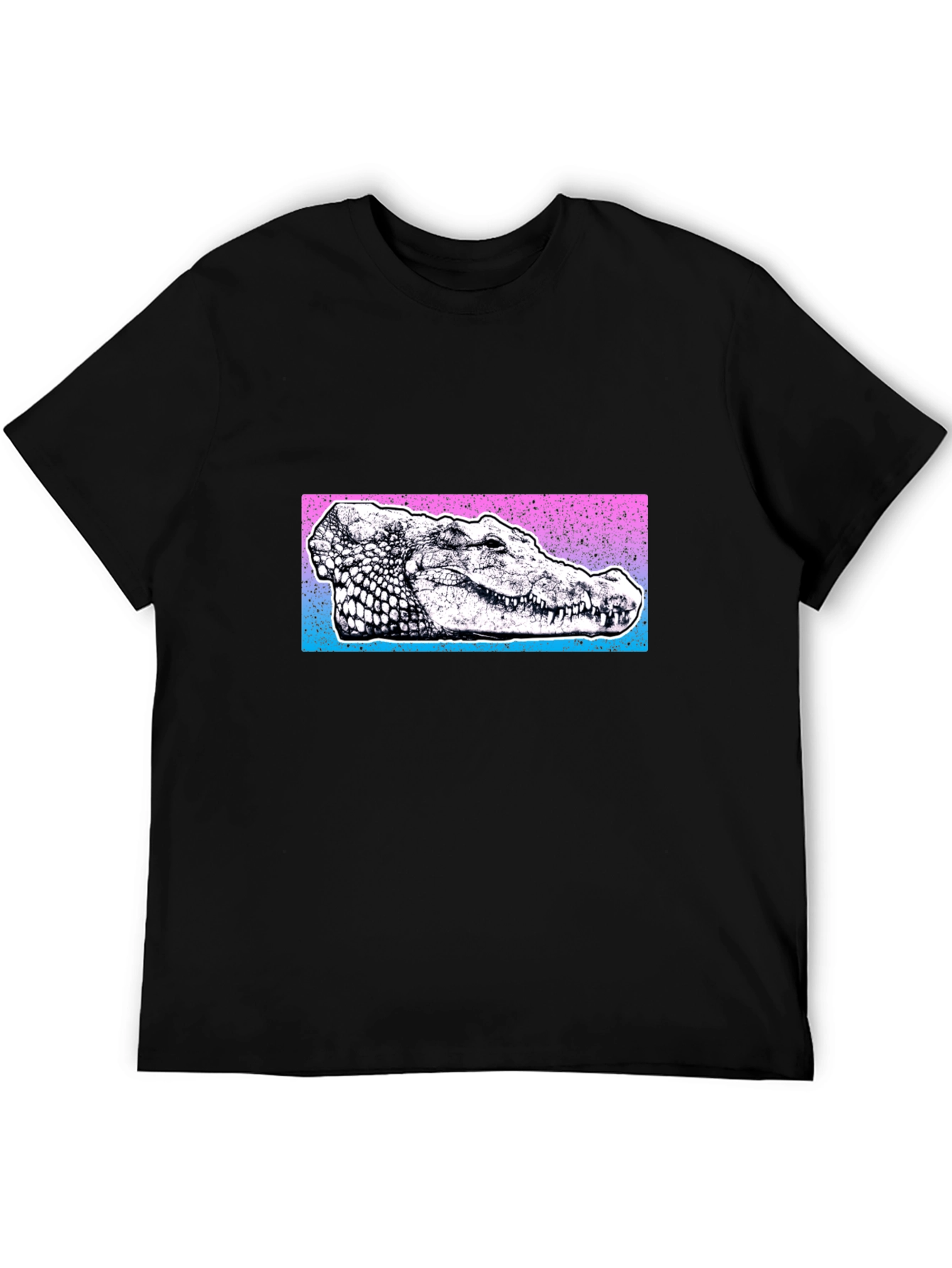 Black Cool Crocodile Graphic Tee - Black Cotton Blend view 5