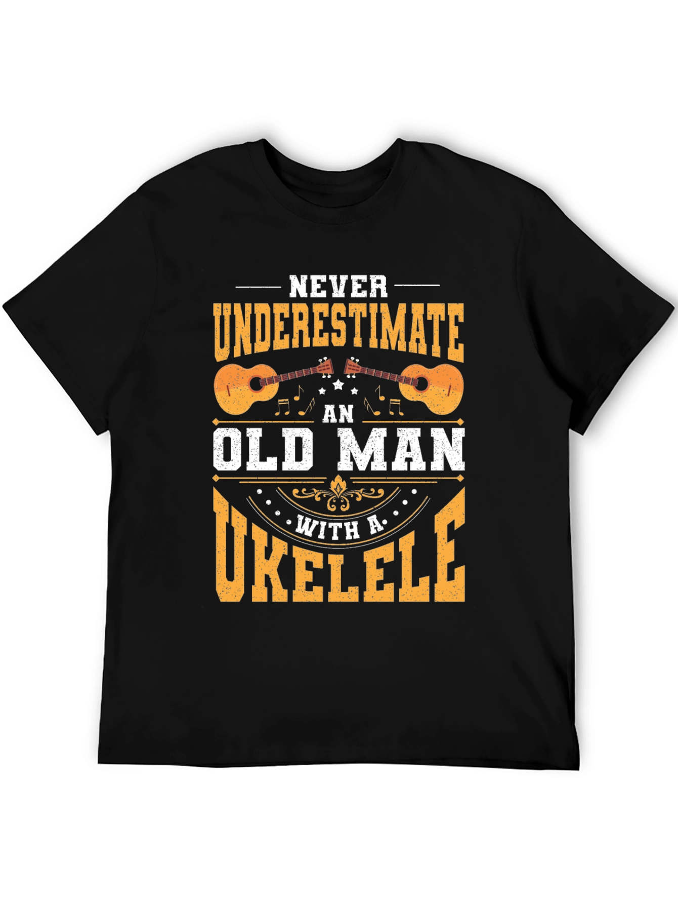 Black Old Man Ukulele T-Shirt view 5