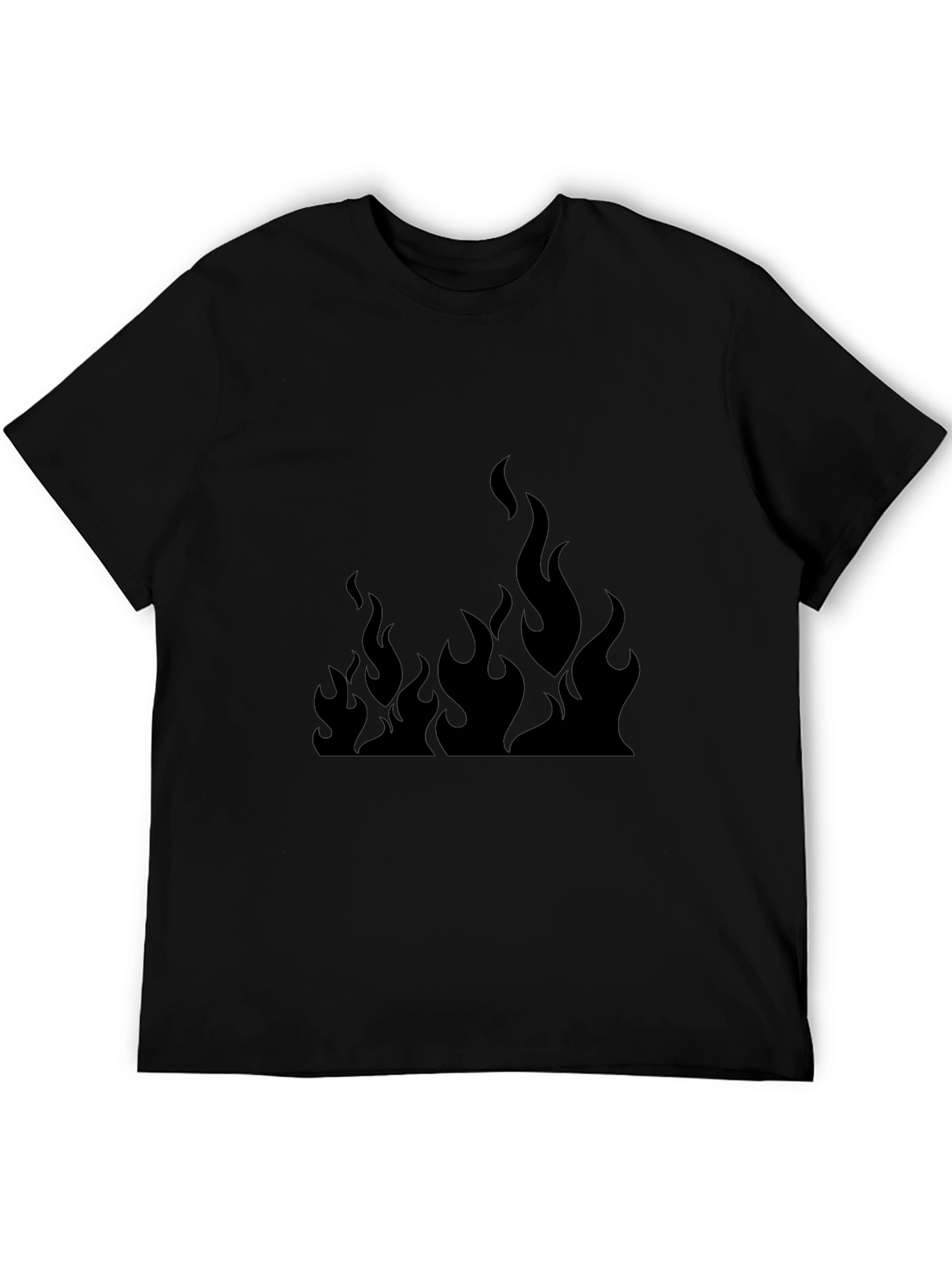 Black Men's Black T-Shirt with Fire Graphic view 5