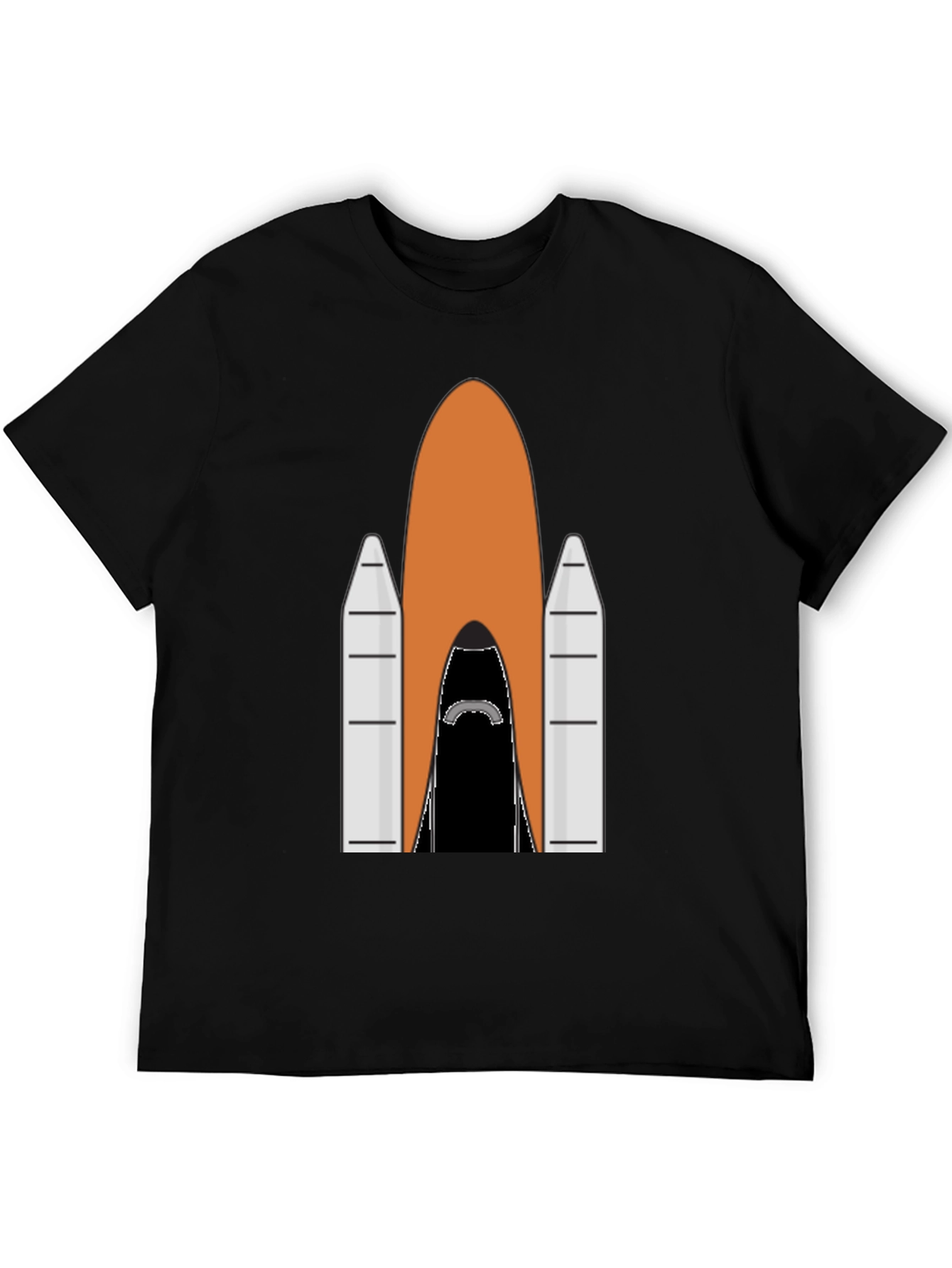 Black Rocket Ship Graphic Tee - Black Cotton T-Shirt view 5