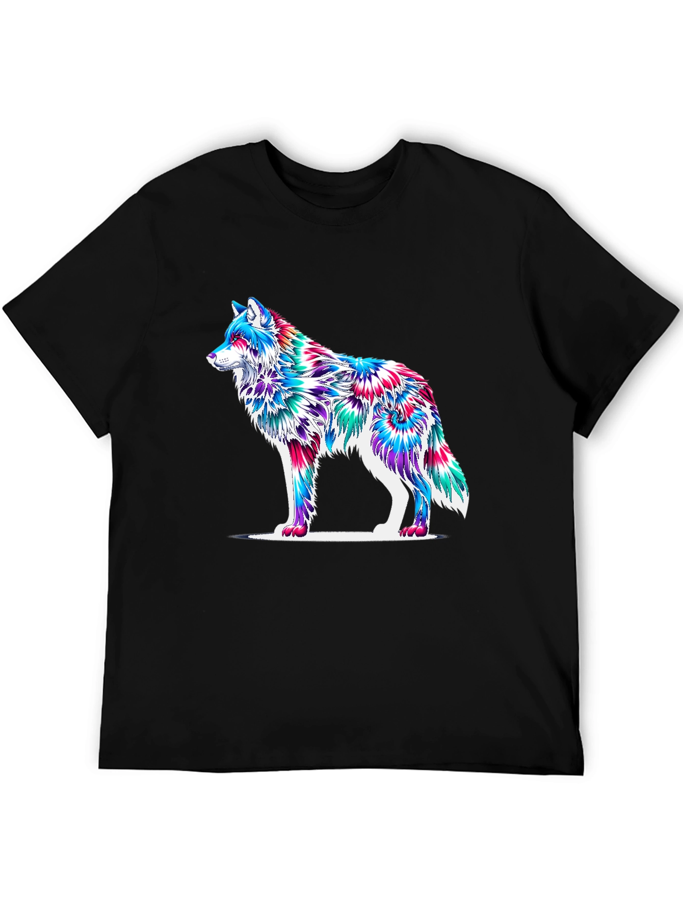 Black Psychedelic Wolf Graphic T-Shirt - Black view 5