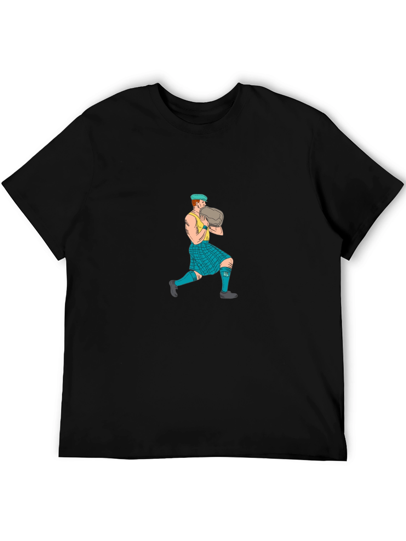 Black Scottish Games T-Shirt - Stone Thrower Design view 5