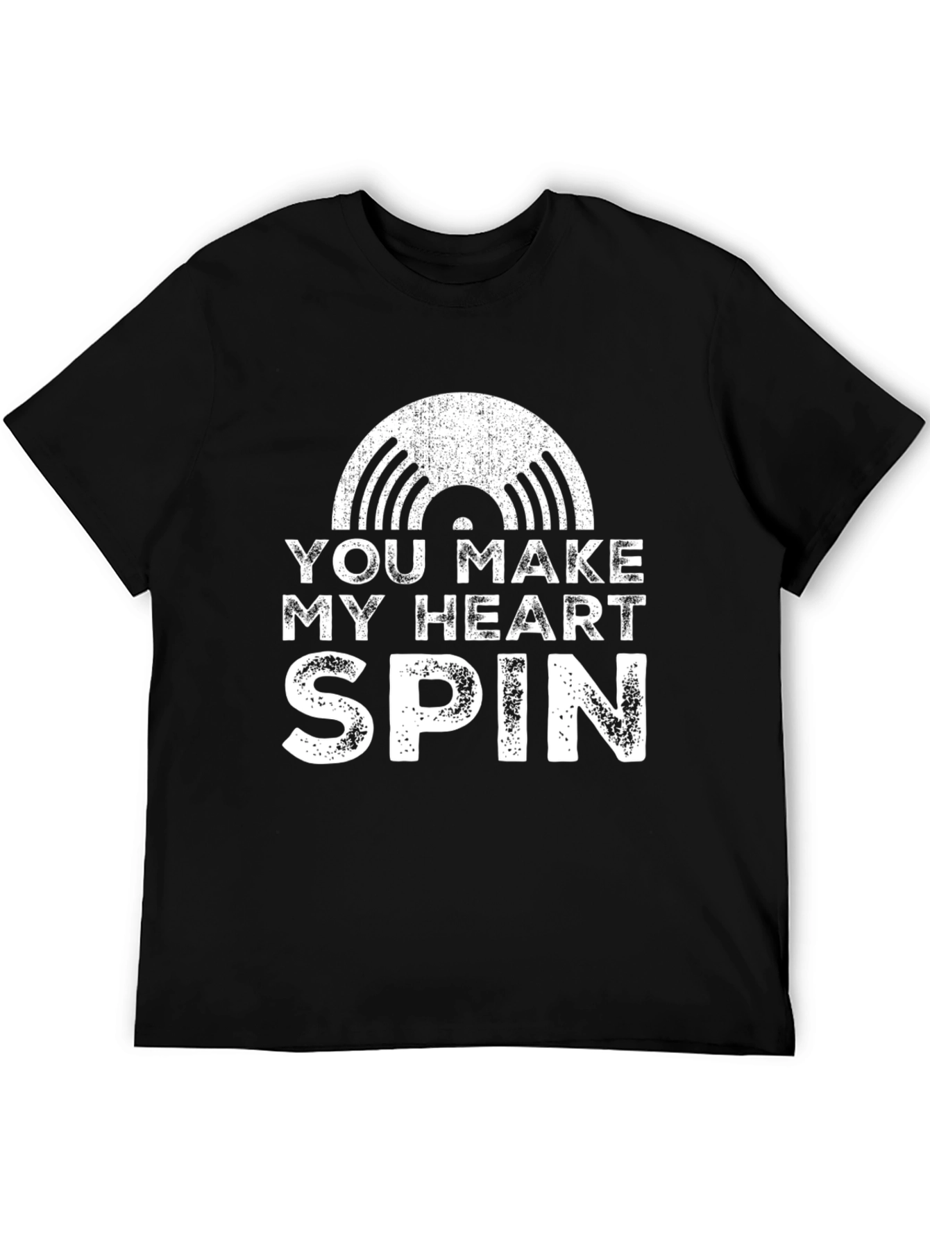 Black You Make My Heart Spin Record Graphic T-Shirt view 5