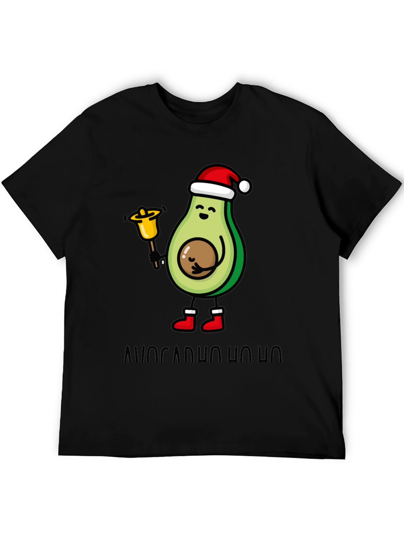 Black Festive Avocado Christmas T-Shirt view 5