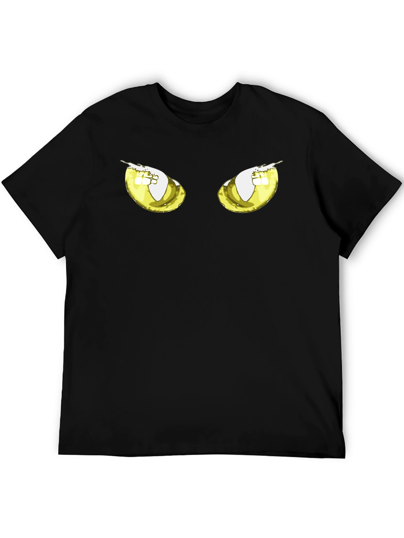 Black Men's Black T-Shirt with Cartoon Eyes view 5