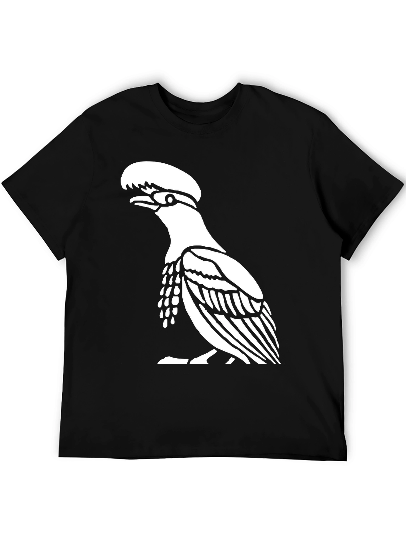 Black Black T-Shirt with Bird Design view 5