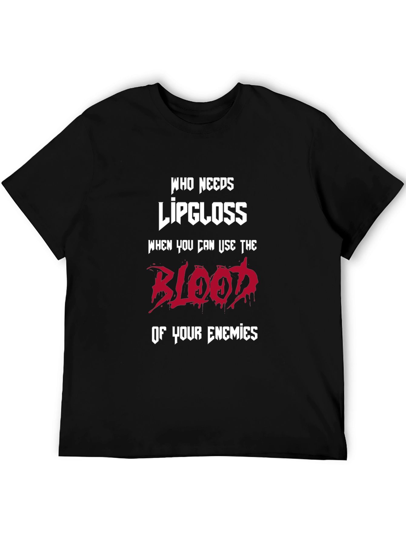 Black Humorous Graphic T-Shirt: Blood of Enemies view 5