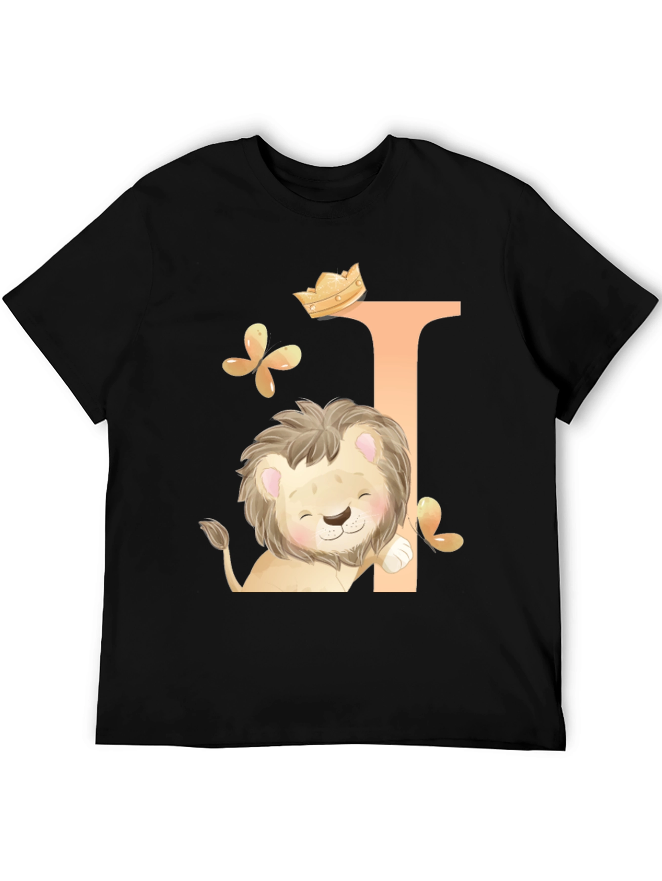 Black Cute Lion King Black T-Shirt view 5